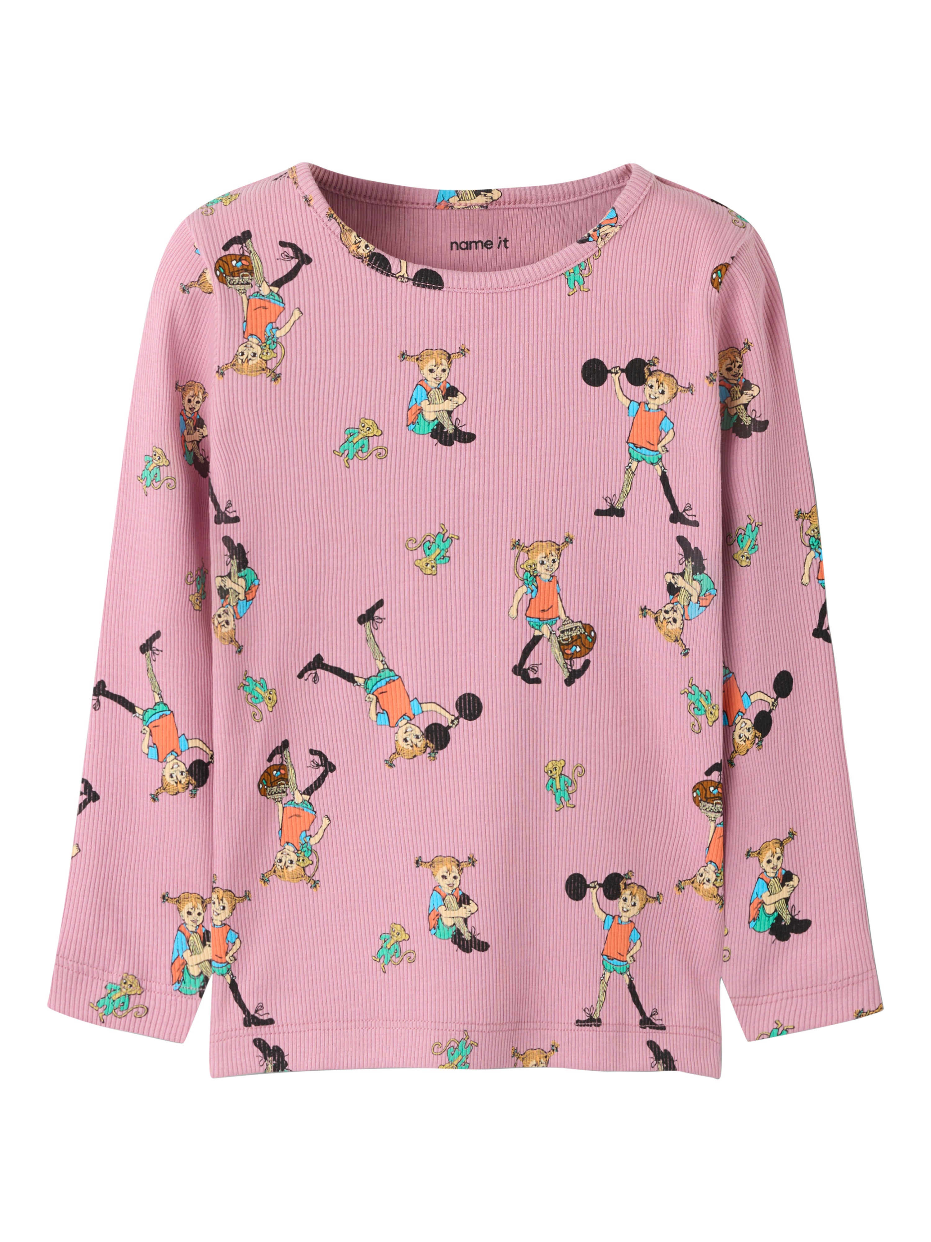 Name It Ara - Pippi Ls Slim Top Sky - Lilas -   Cm
