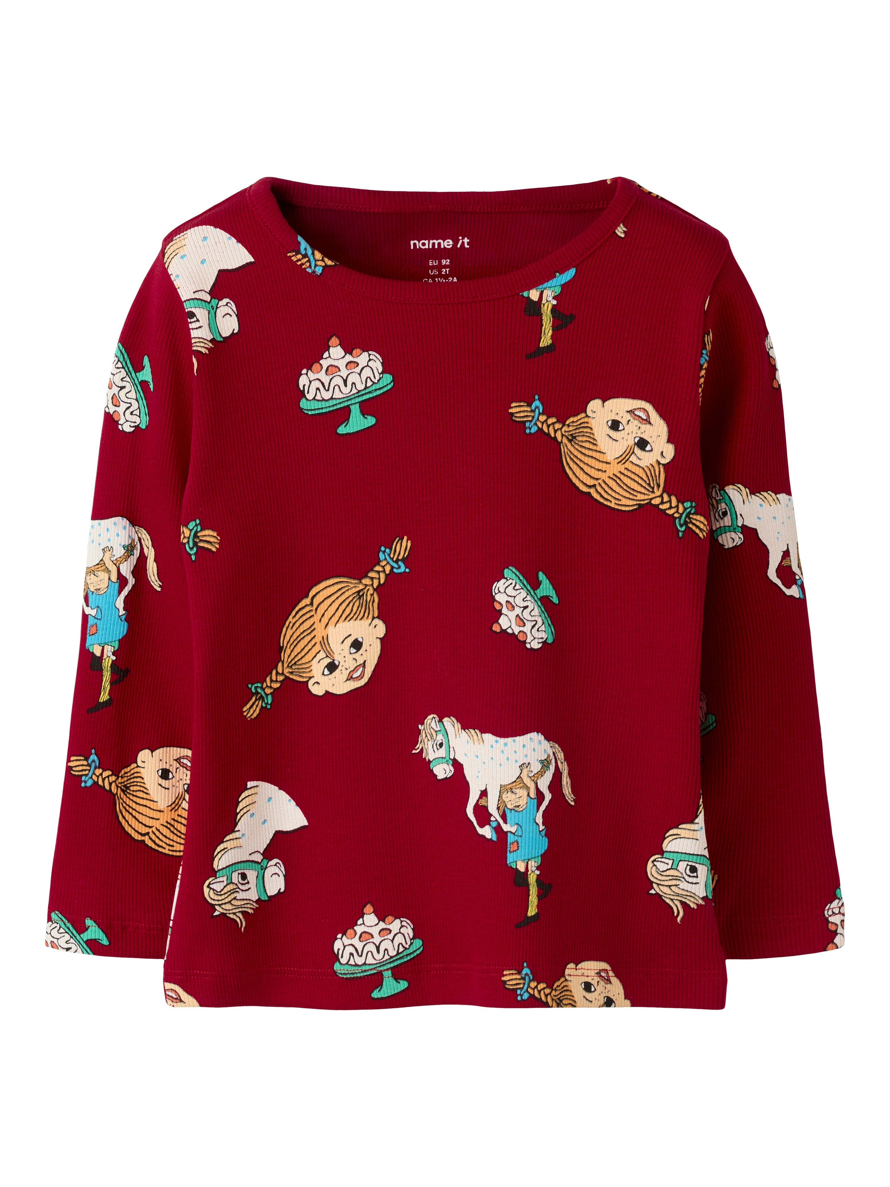 Name It Soca - Pippi Ls Top - Urban Red -   Cm
