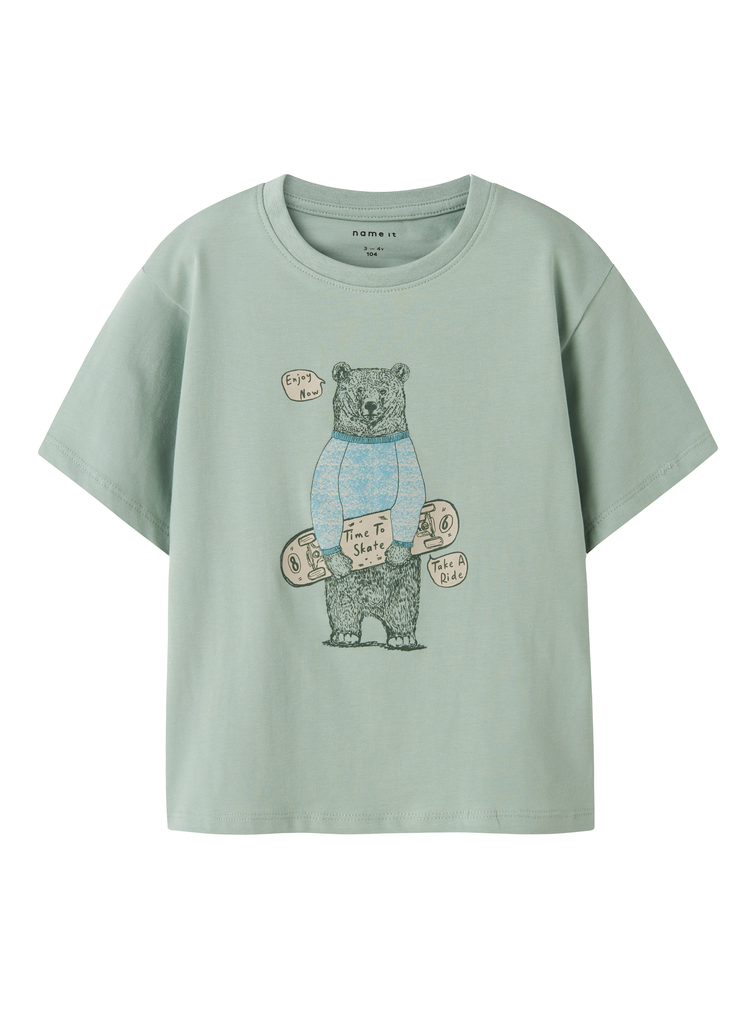 Name It Linden T-shirt - Jadeite med Sejt Bjørneprint