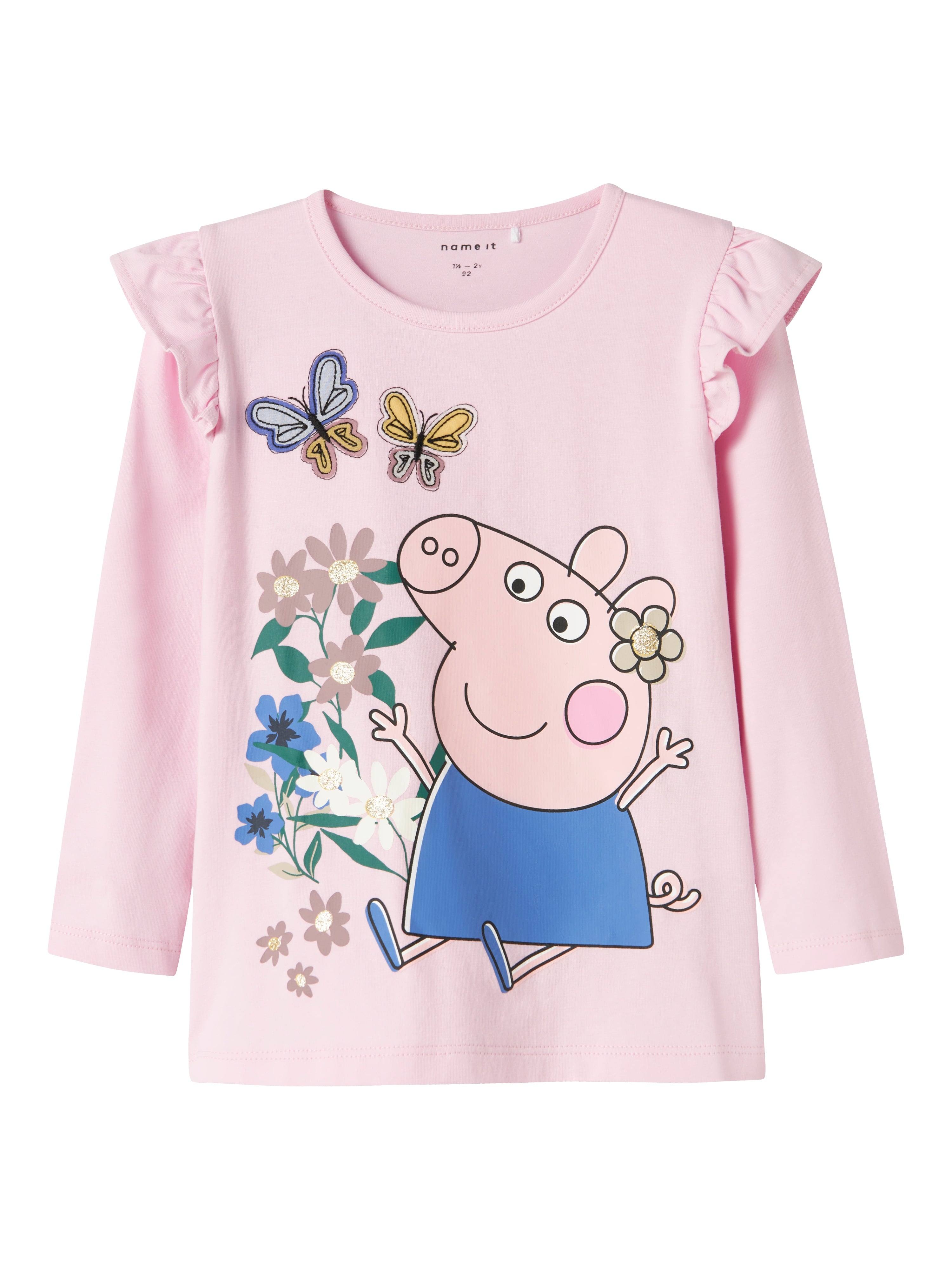 Gurli Gris Bluse til Børn – Lyserød med Blomsterprint