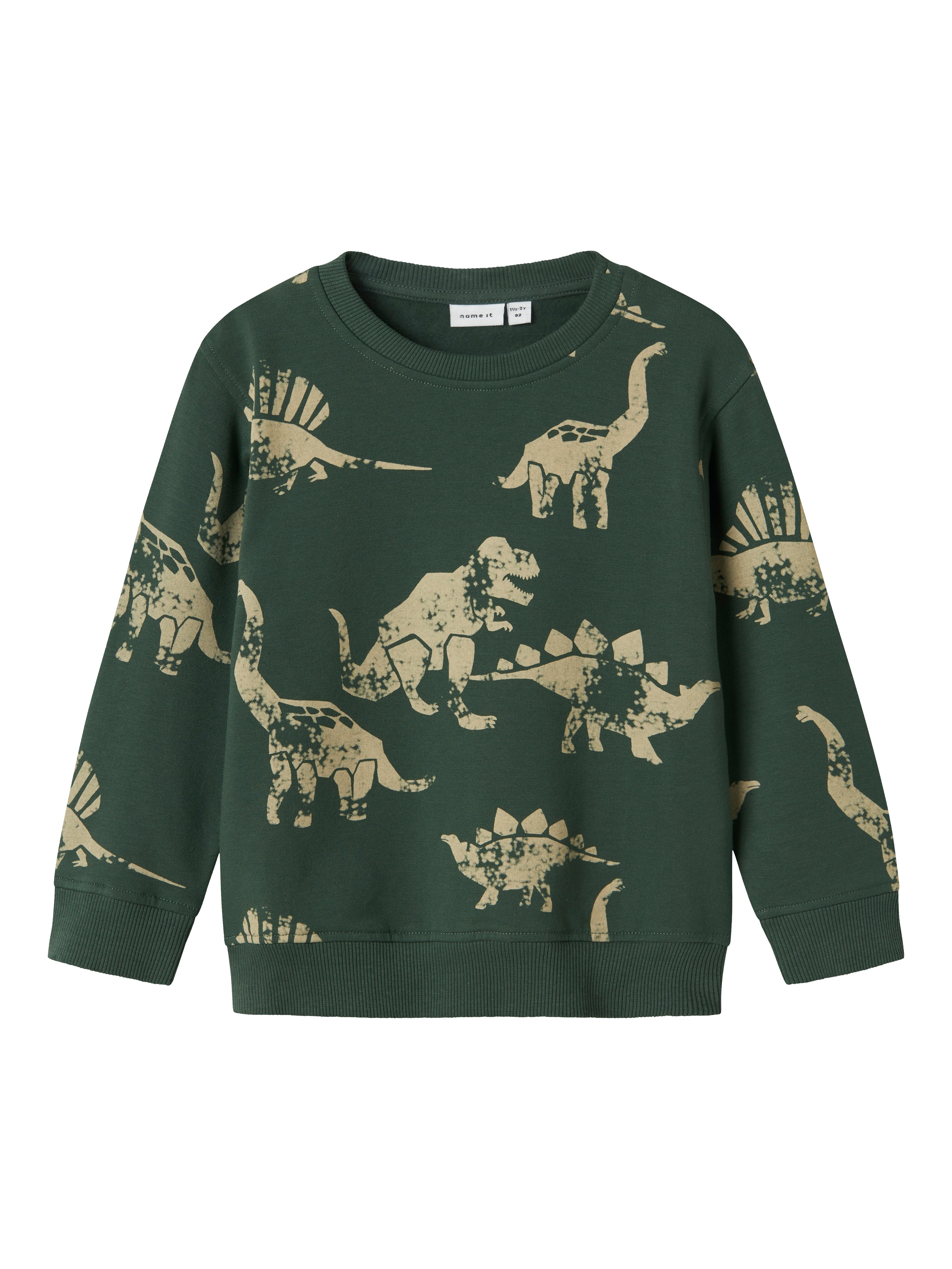 Name It Nilaus Sweatshirt – Grøn Dino Print til Børn