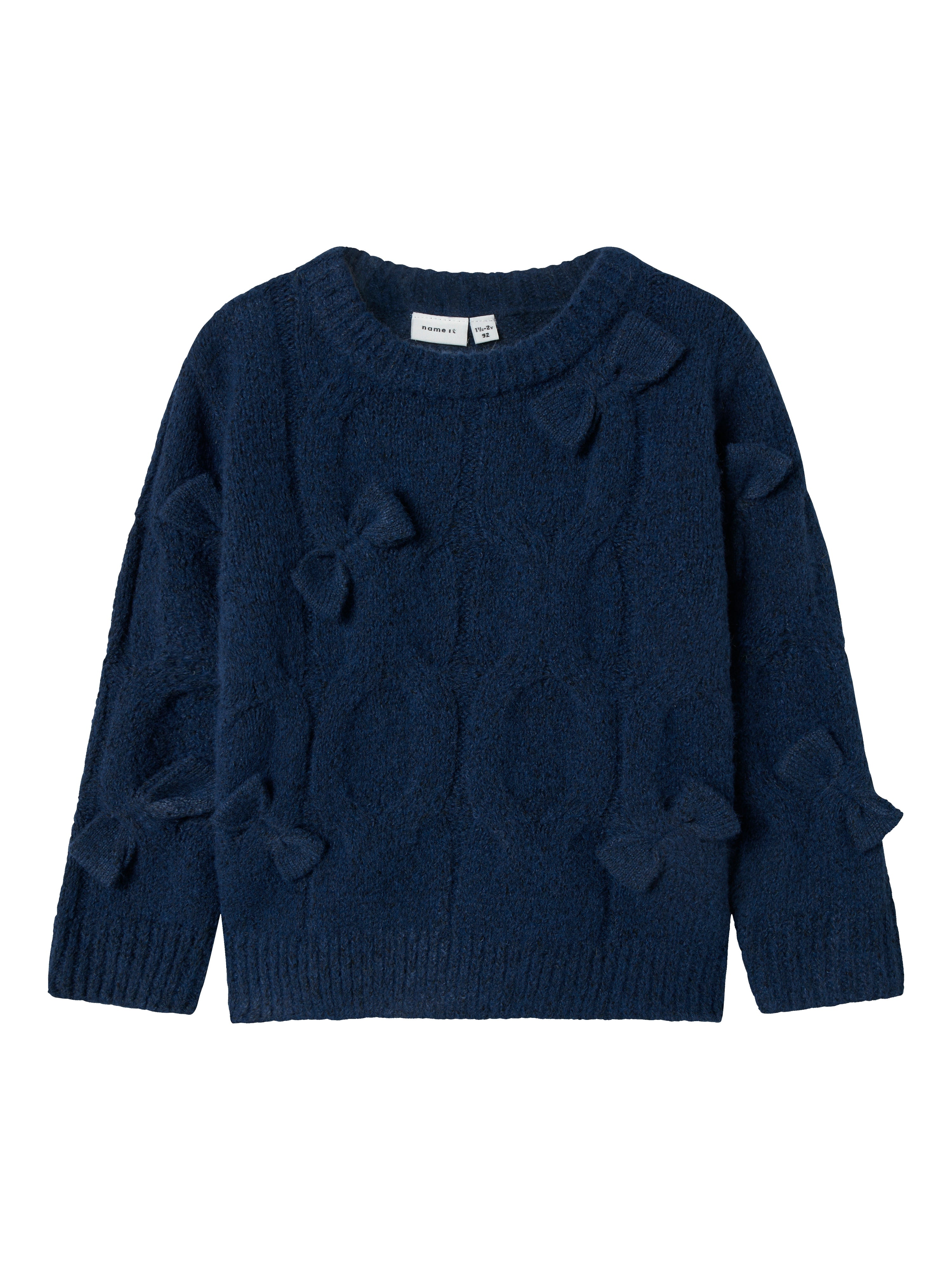 Name It Olivia Strikbluse – Mørkeblå Elegance til Børn