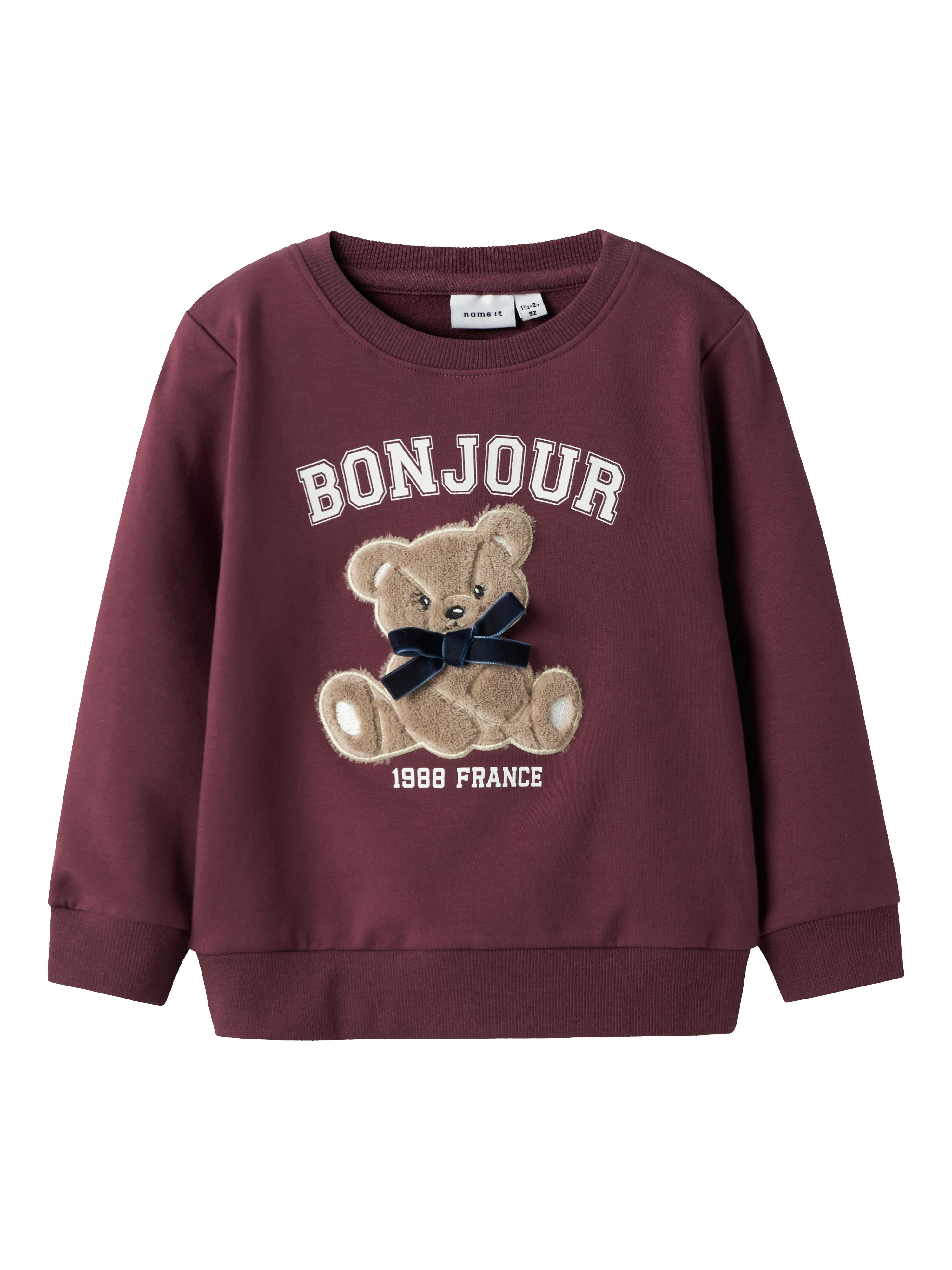 Name It Bamseprint Sweatshirt i Bordeaux – Legende Komfort