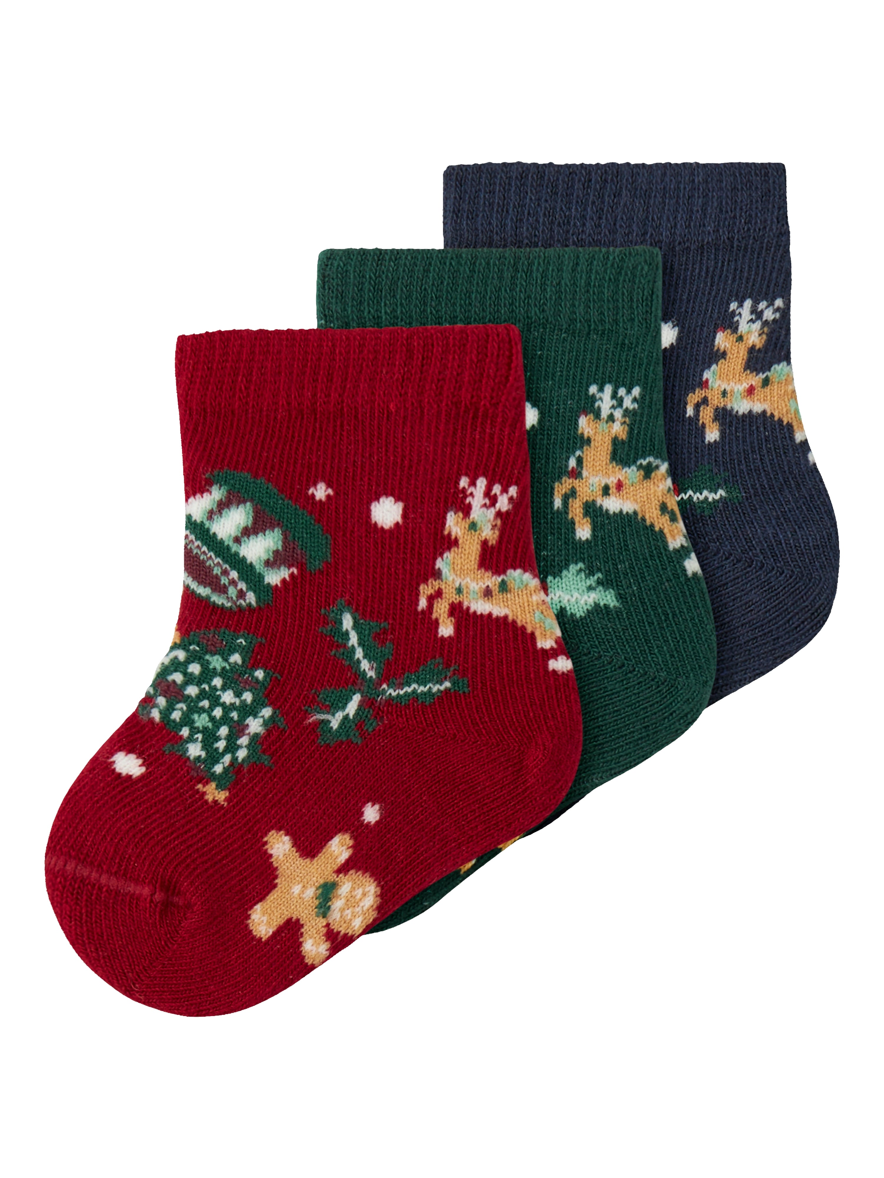 3-pak Festlige Julemotiver Strømper – Jester Red