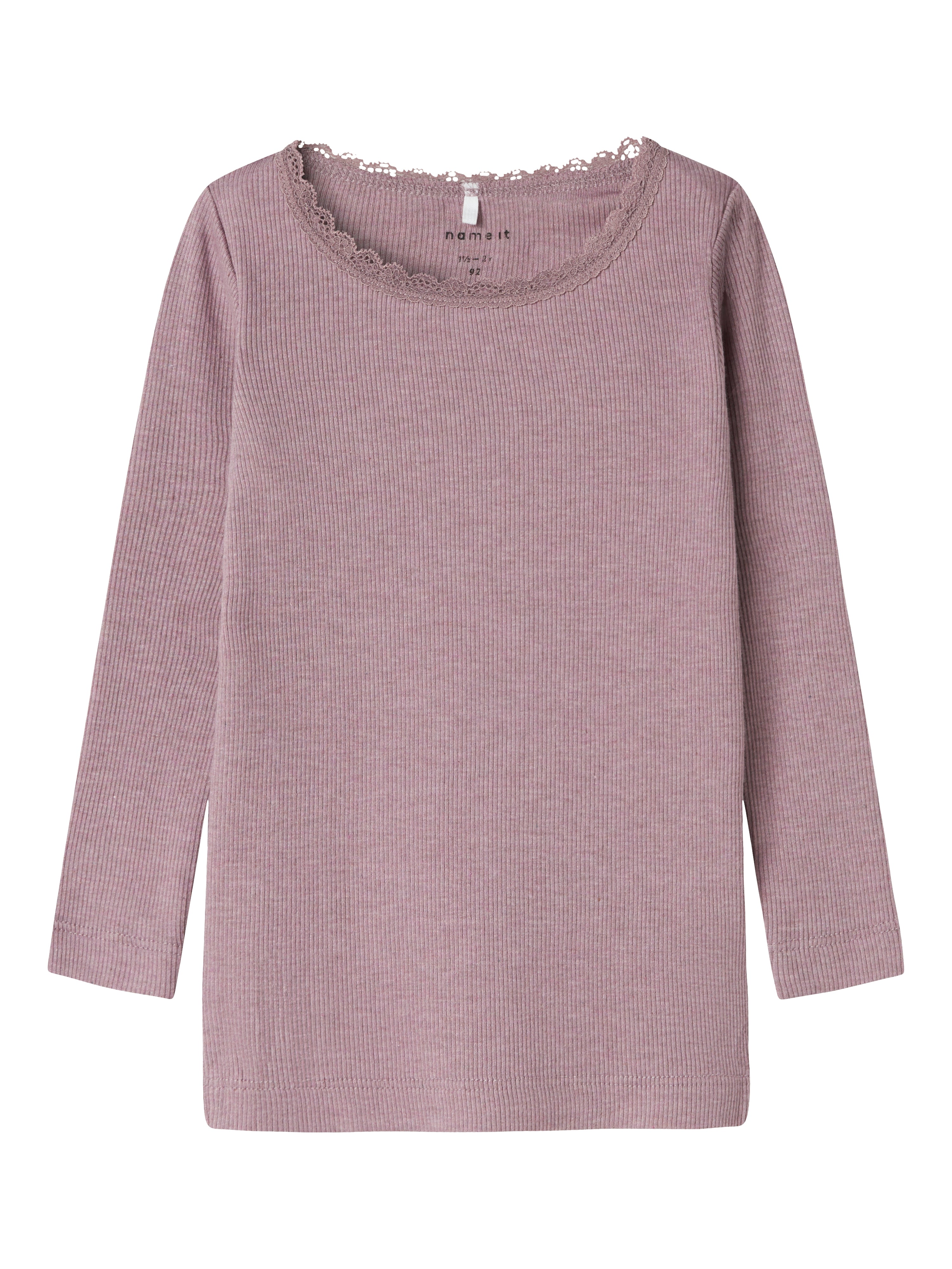 Name It Bluse med Blondekrave - Elderberry til Hverdag