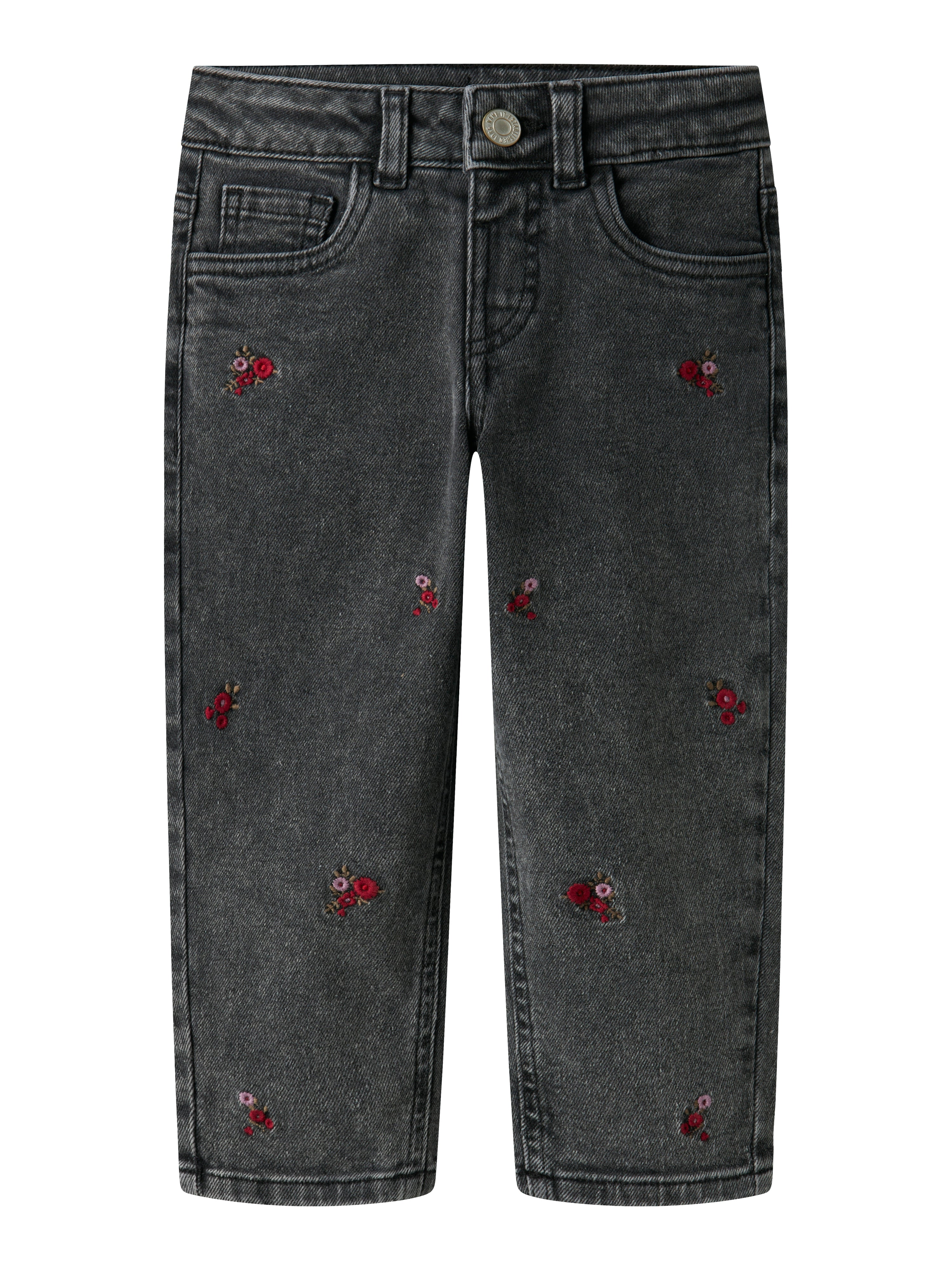 Name It Bella Mom Jeans – Grå Denim med Blomsterdesign