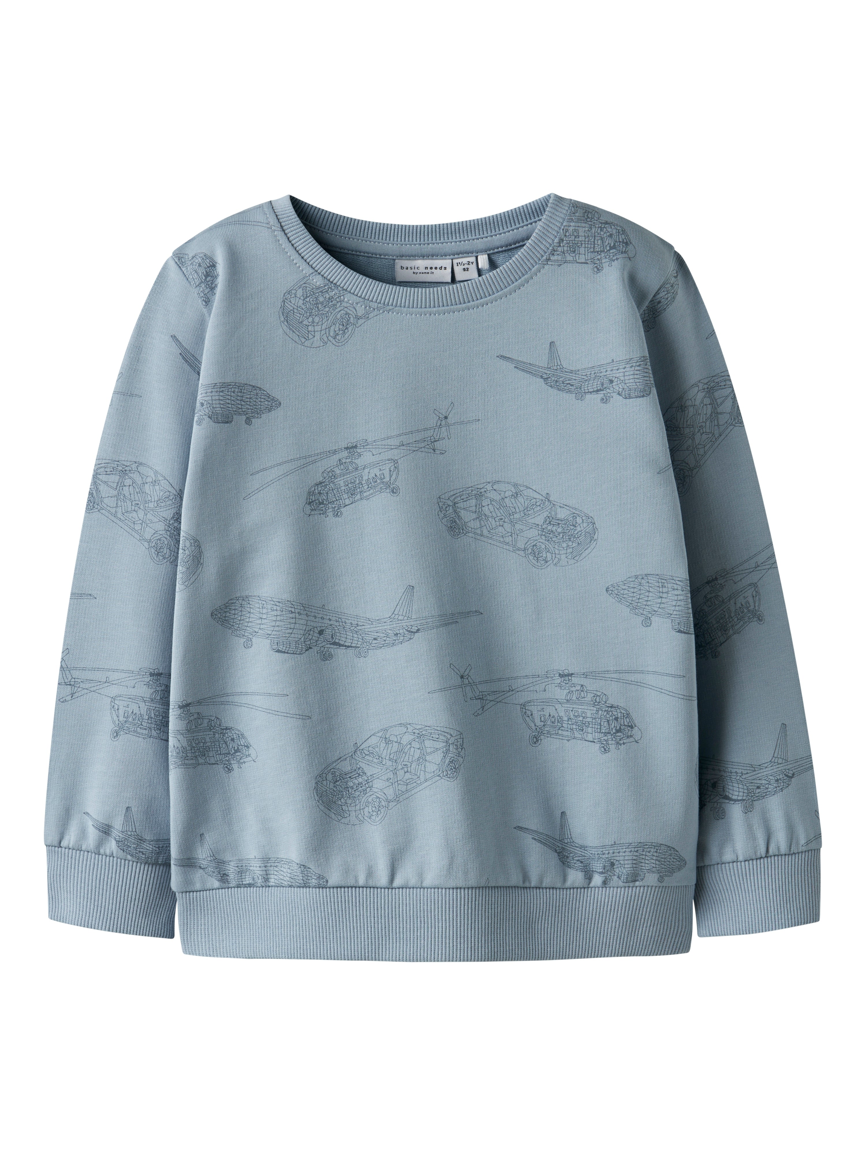 Name It Varon Sweatshirt – Støvet Blå med Maskinprint