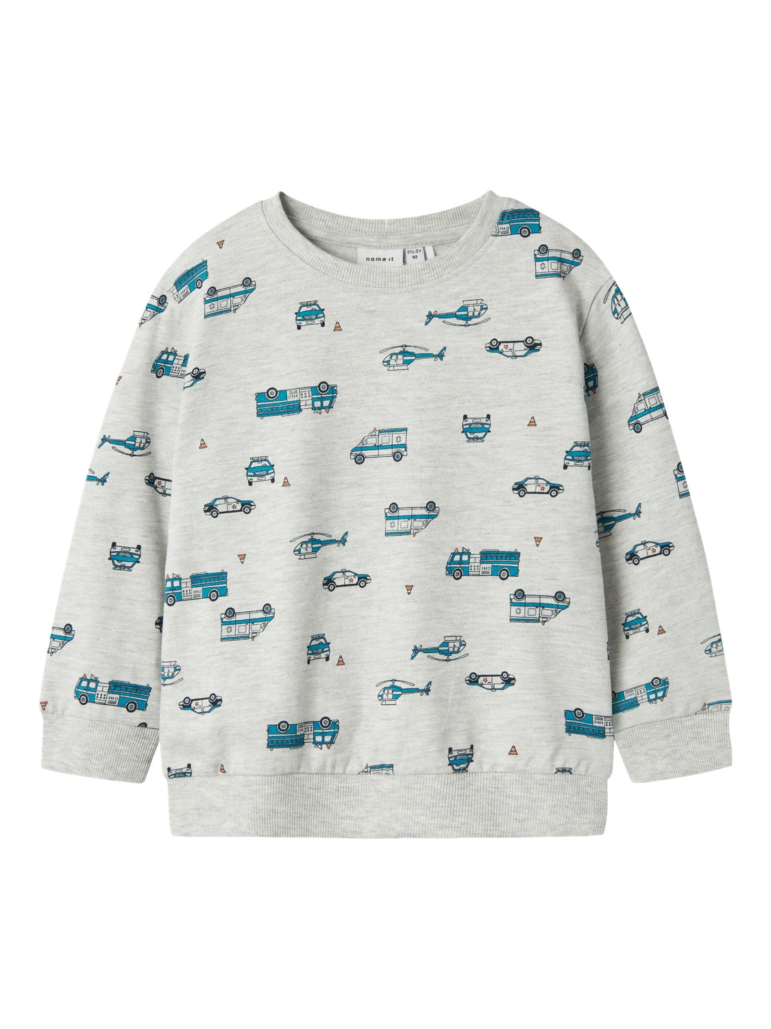 Name It Troy Sweatshirt – Lys Grå Melange med Print