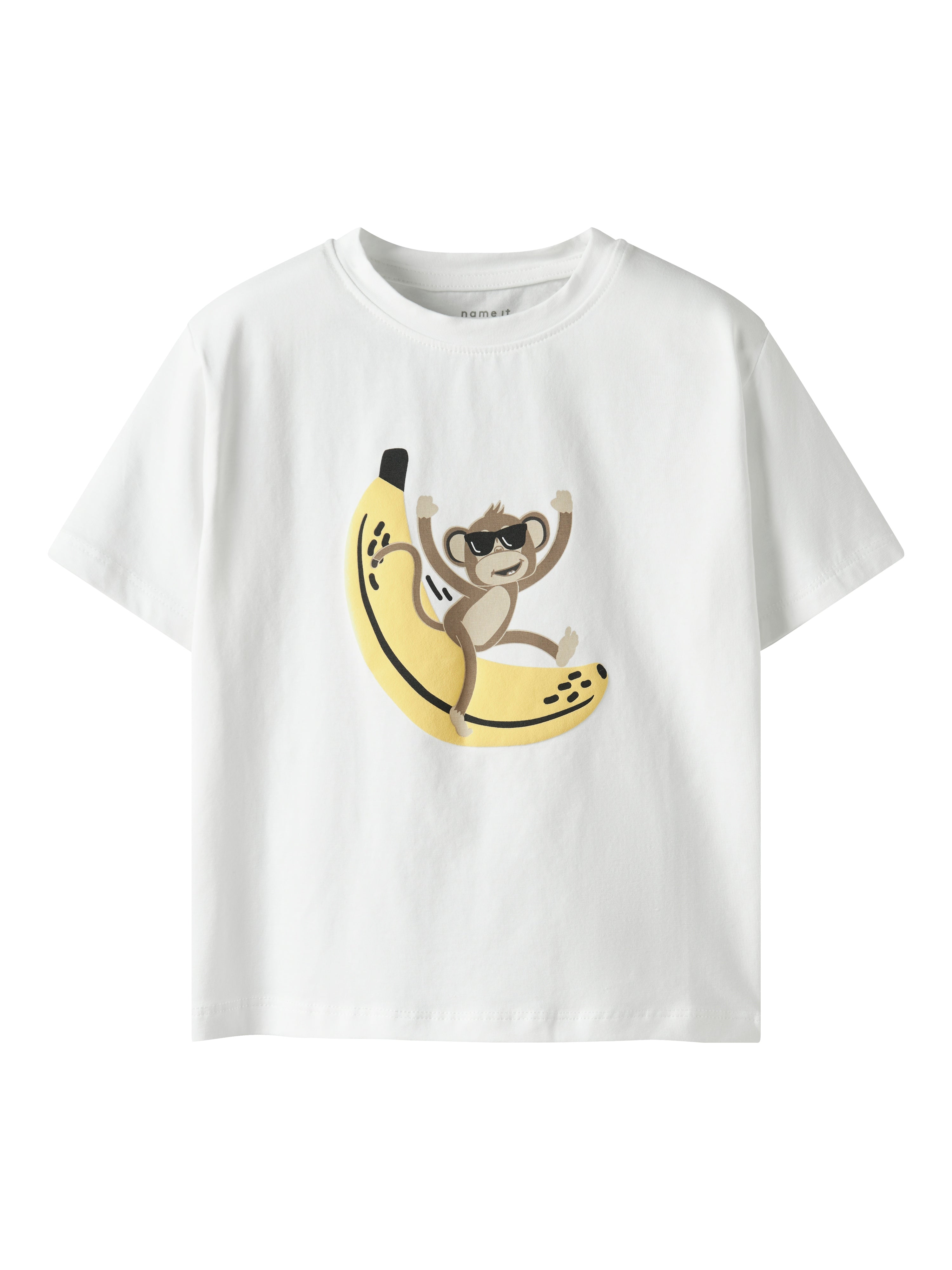 Name It Jax T-shirt – Lys Hvid med Abe og Banan til Børn