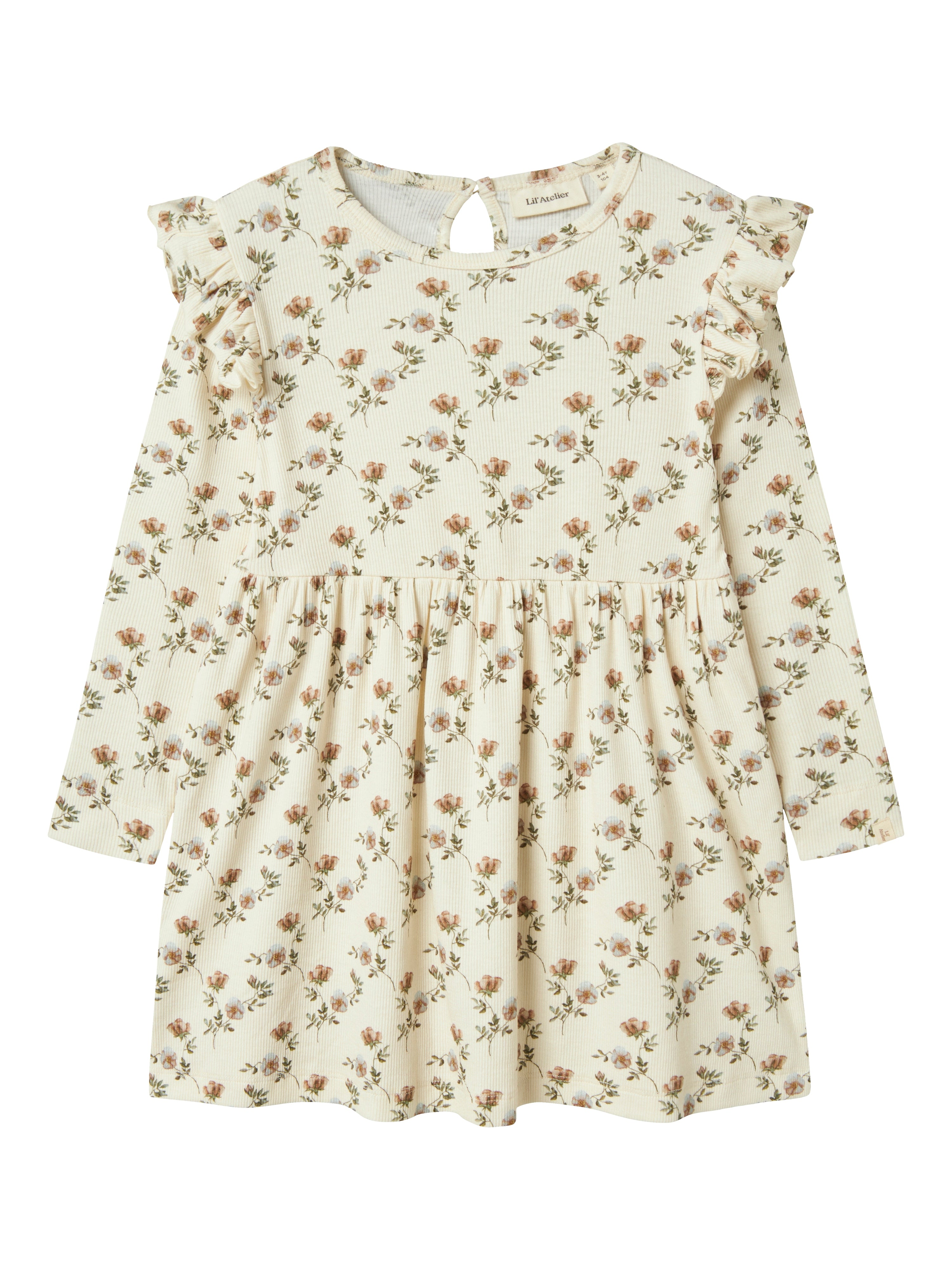 Lil Atelier Gavo Eno Kjole - Turtledove Blomst - Udsalg!