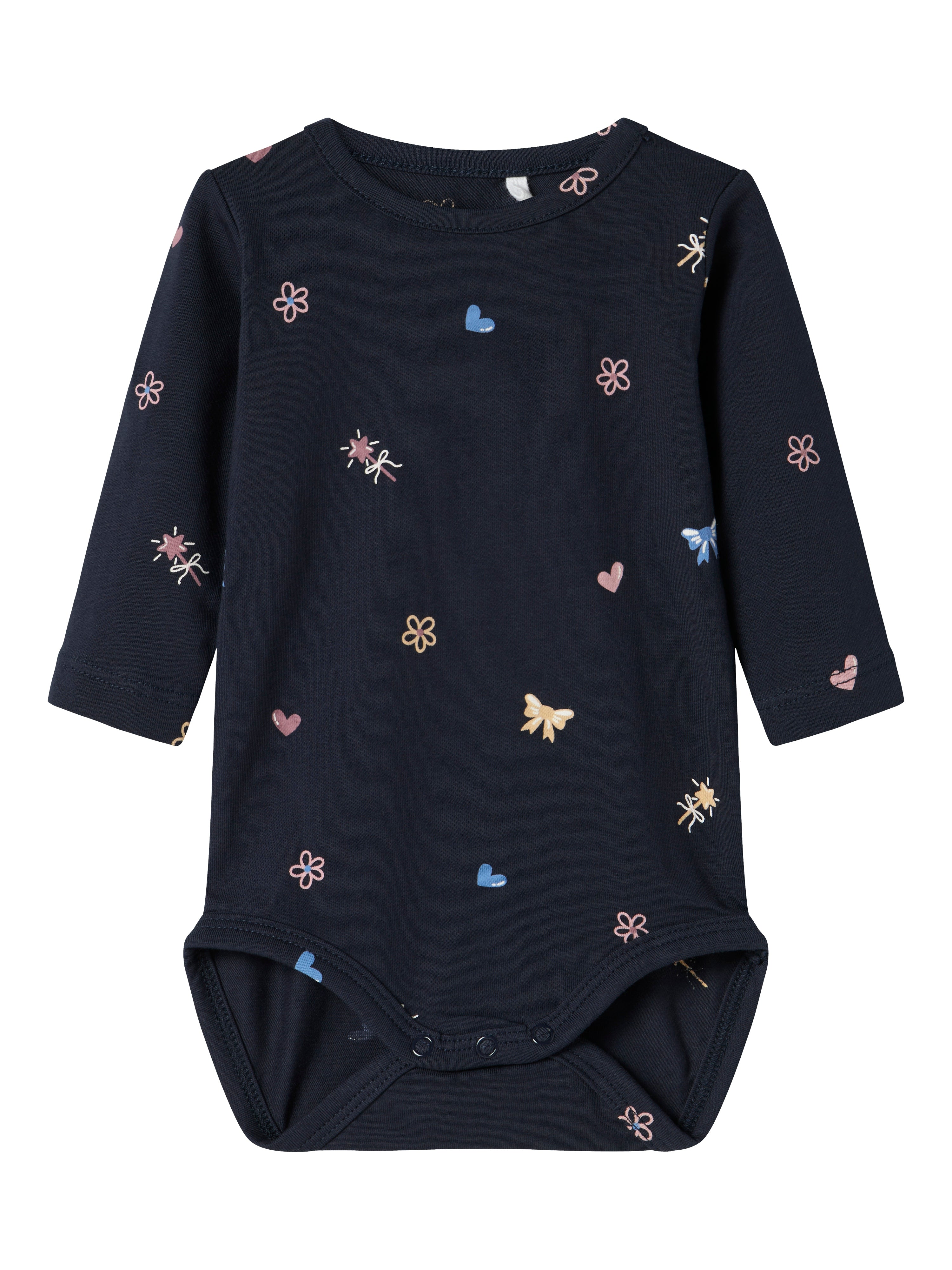 Name It Vandora Body - Navy med Hjerter og Sløjfer