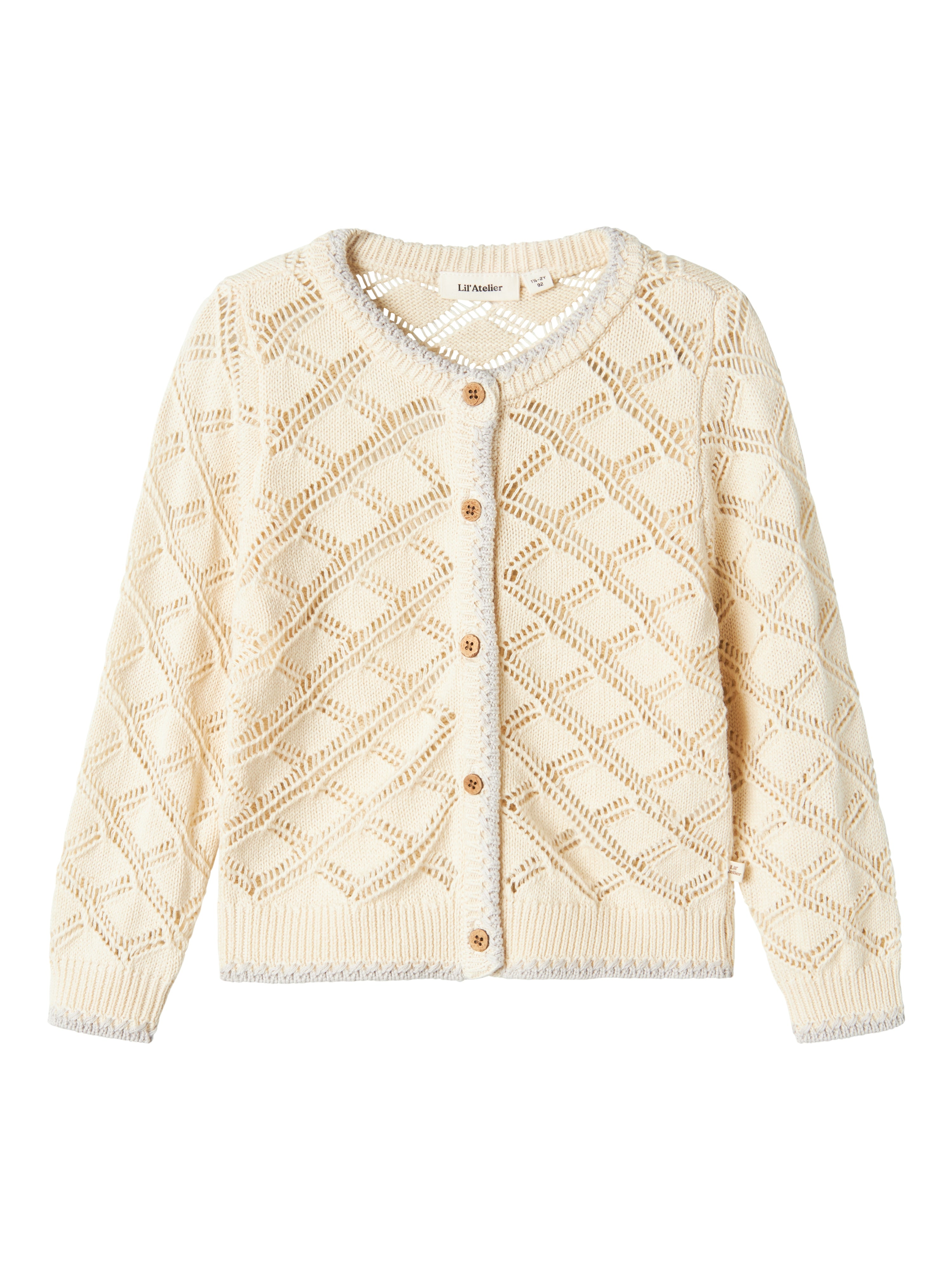 Lil Atelier Fanna Strik Cardigan i Turtledove på udsalg!