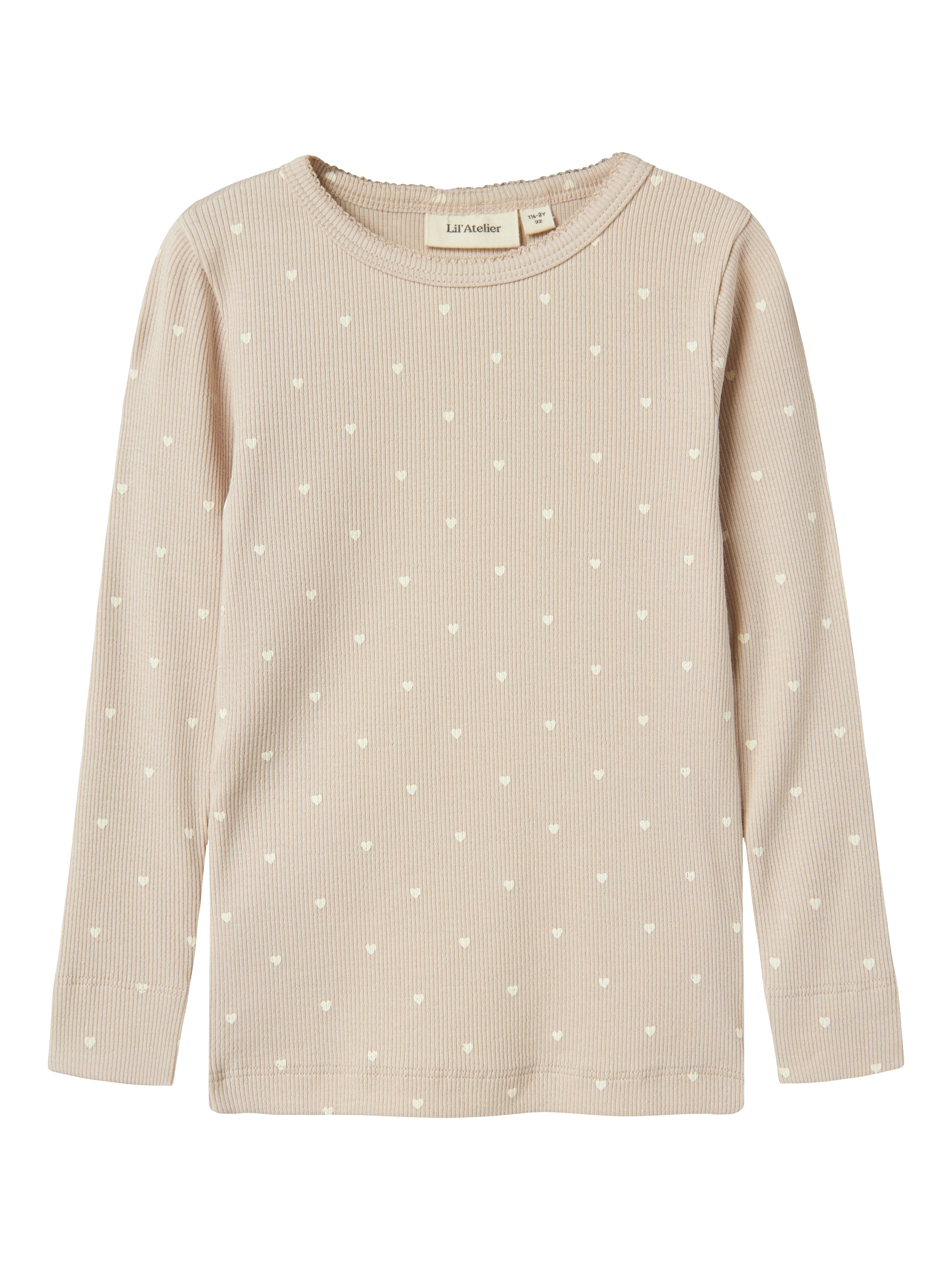 Lil Atelier Gago Slim Bluse med Hjerter – Grå Morn Tilbud!