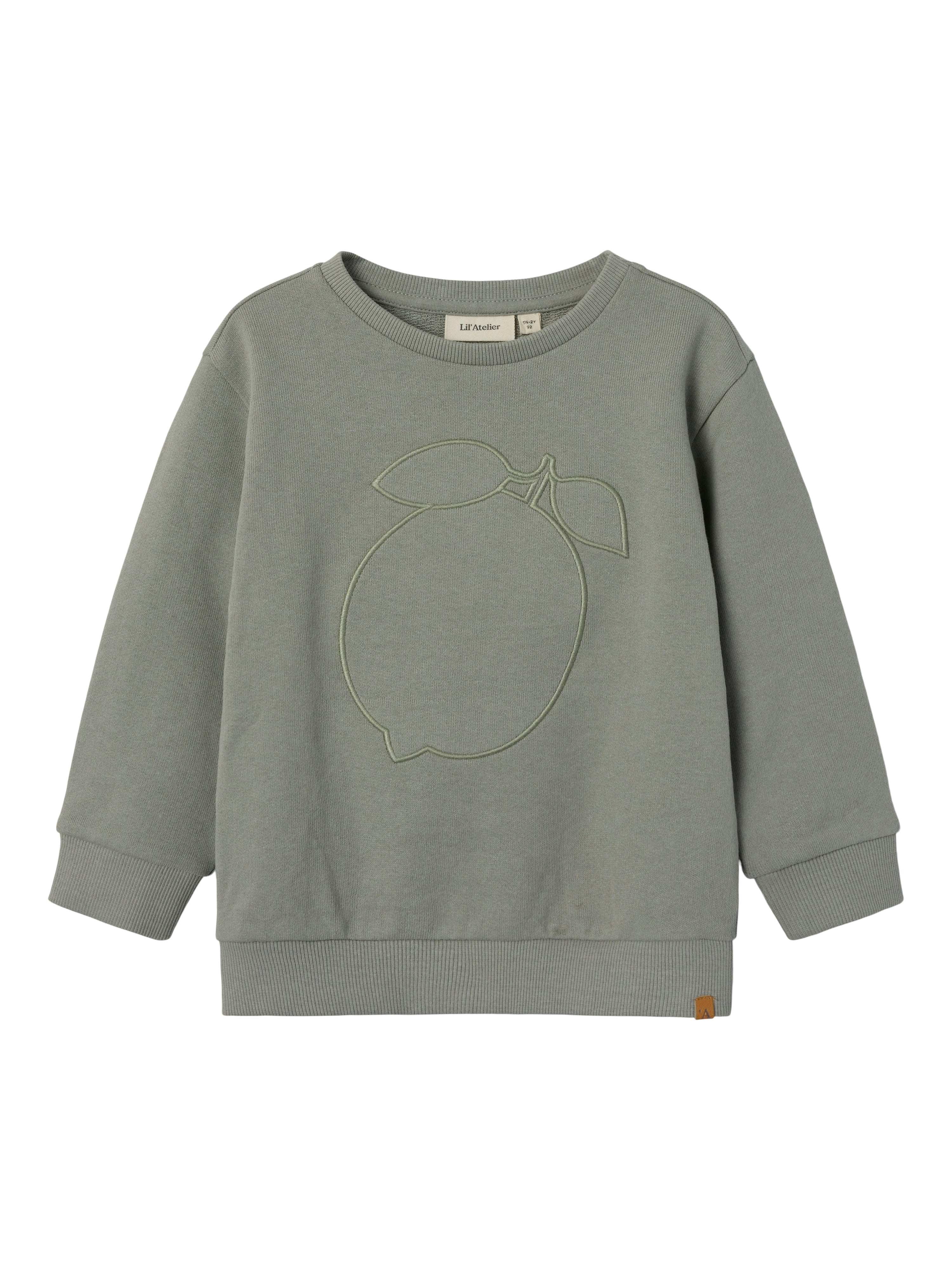 Lil Atelier Jobo Nuo Sweatshirt - Forest Fog med Broderi