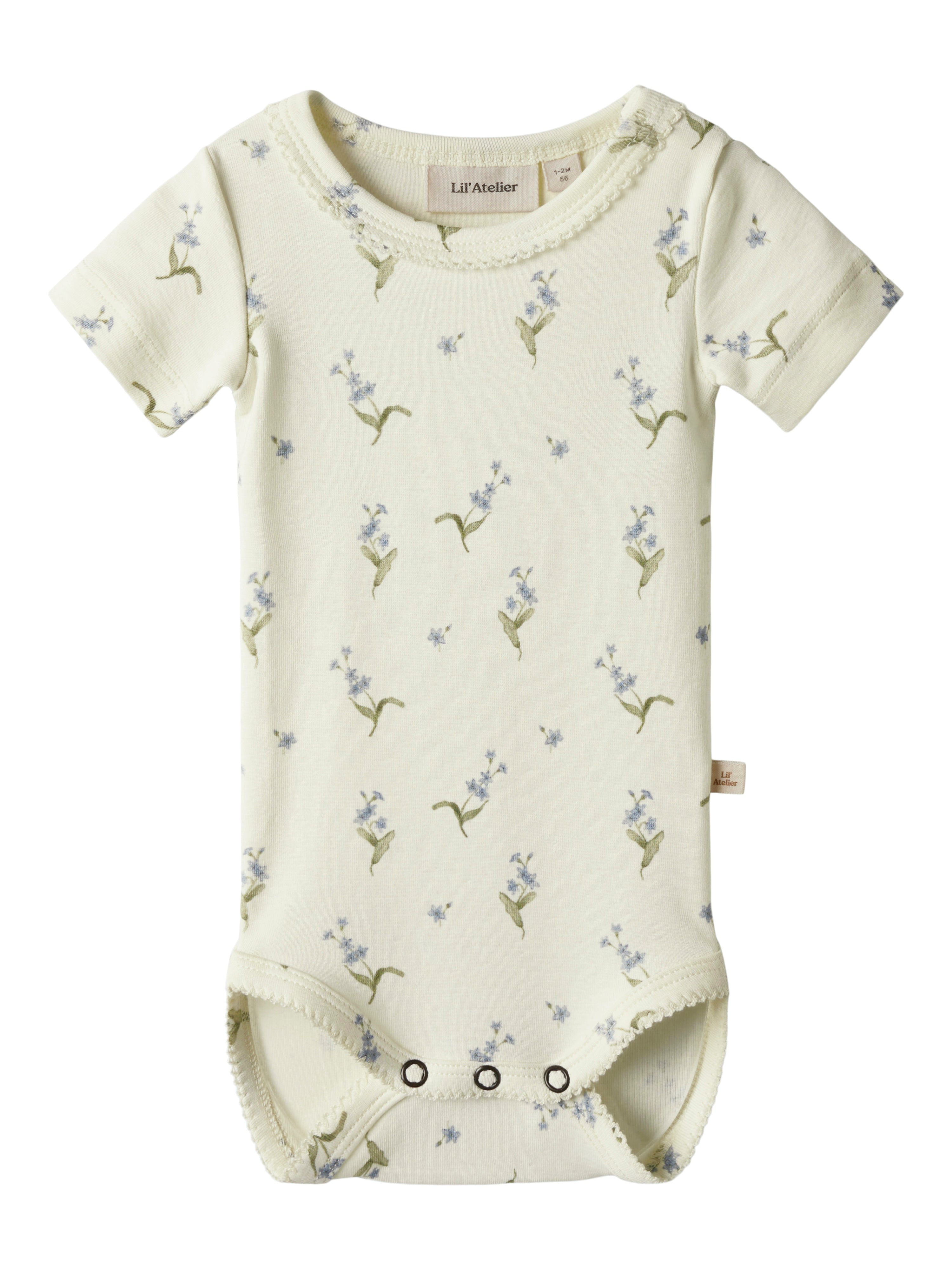 Lil Atelier Gayo Sig SS Body – Kokosmælk med Blomsterprint