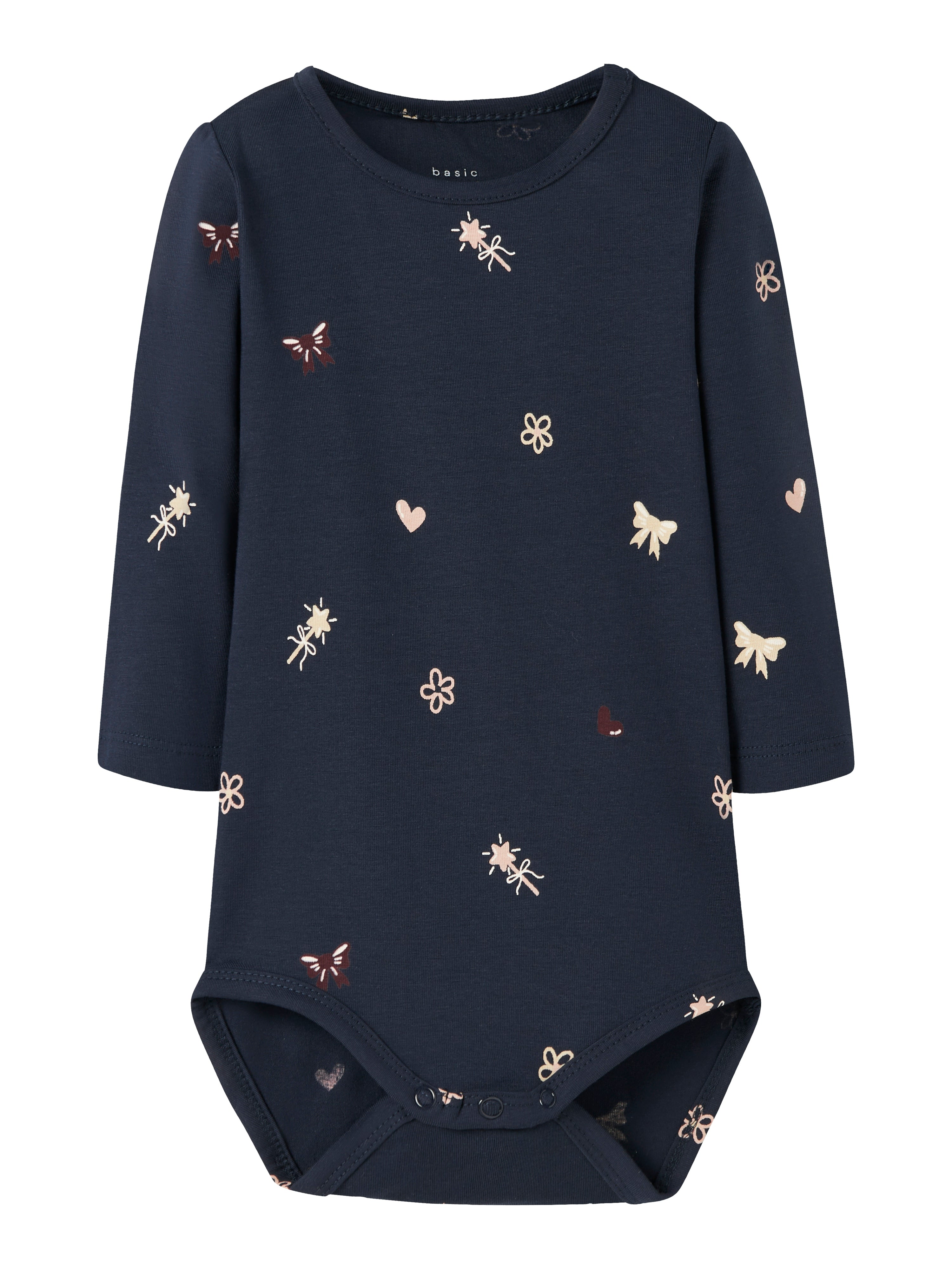 Name It Vandora Body - Navy med Hjerter og Blomster