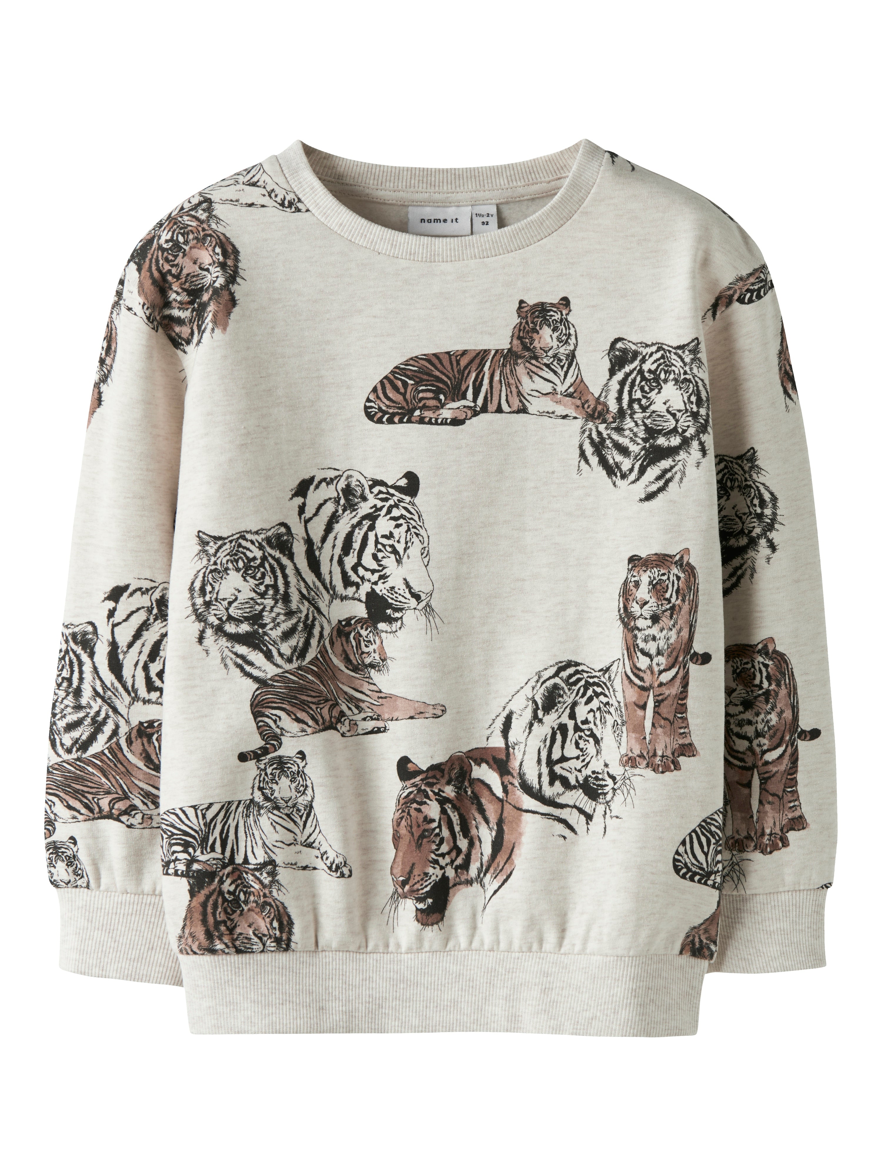 Name It Thorne Sweatshirt - Peyote Melange med Tigere
