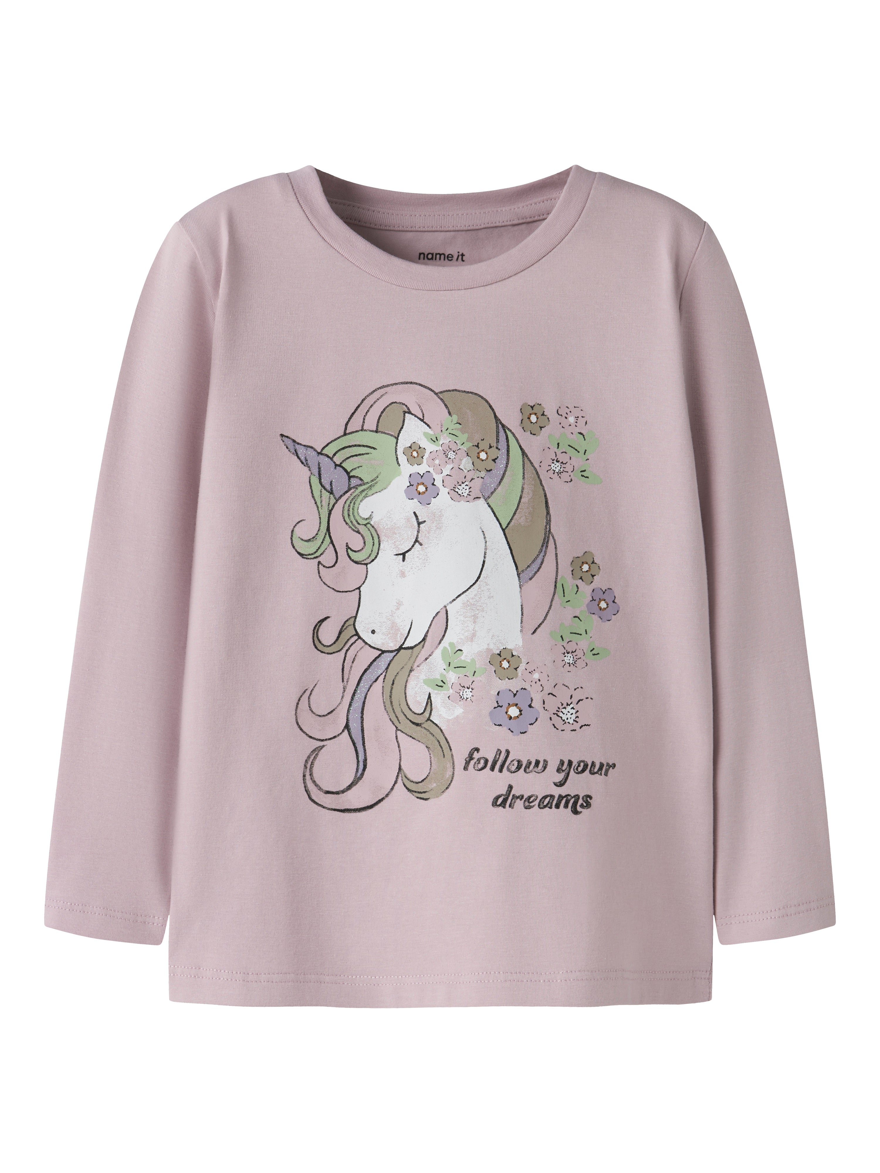 Name It Tulinea Bluse - Sødt Enhjørning Print - Dawn Pink