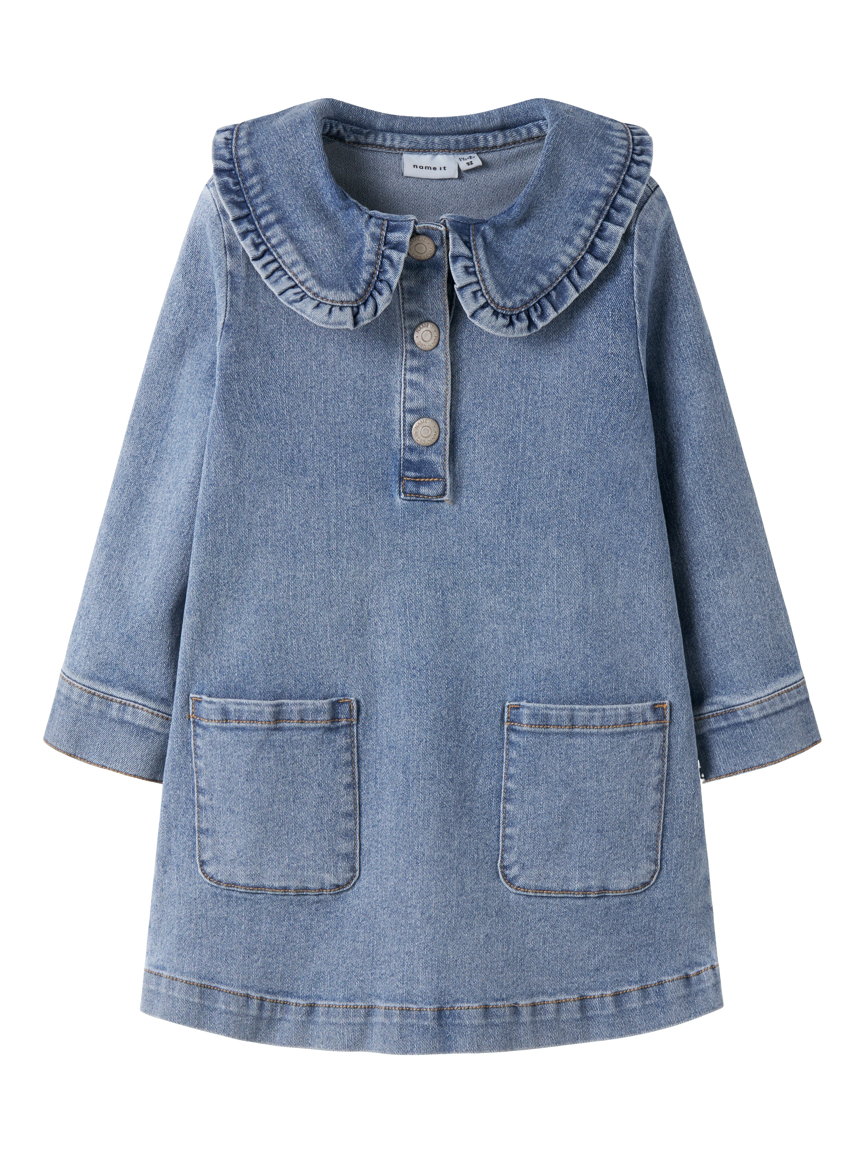 Name It Gia Denim Dresss - Medium Blue Denim -   Cm