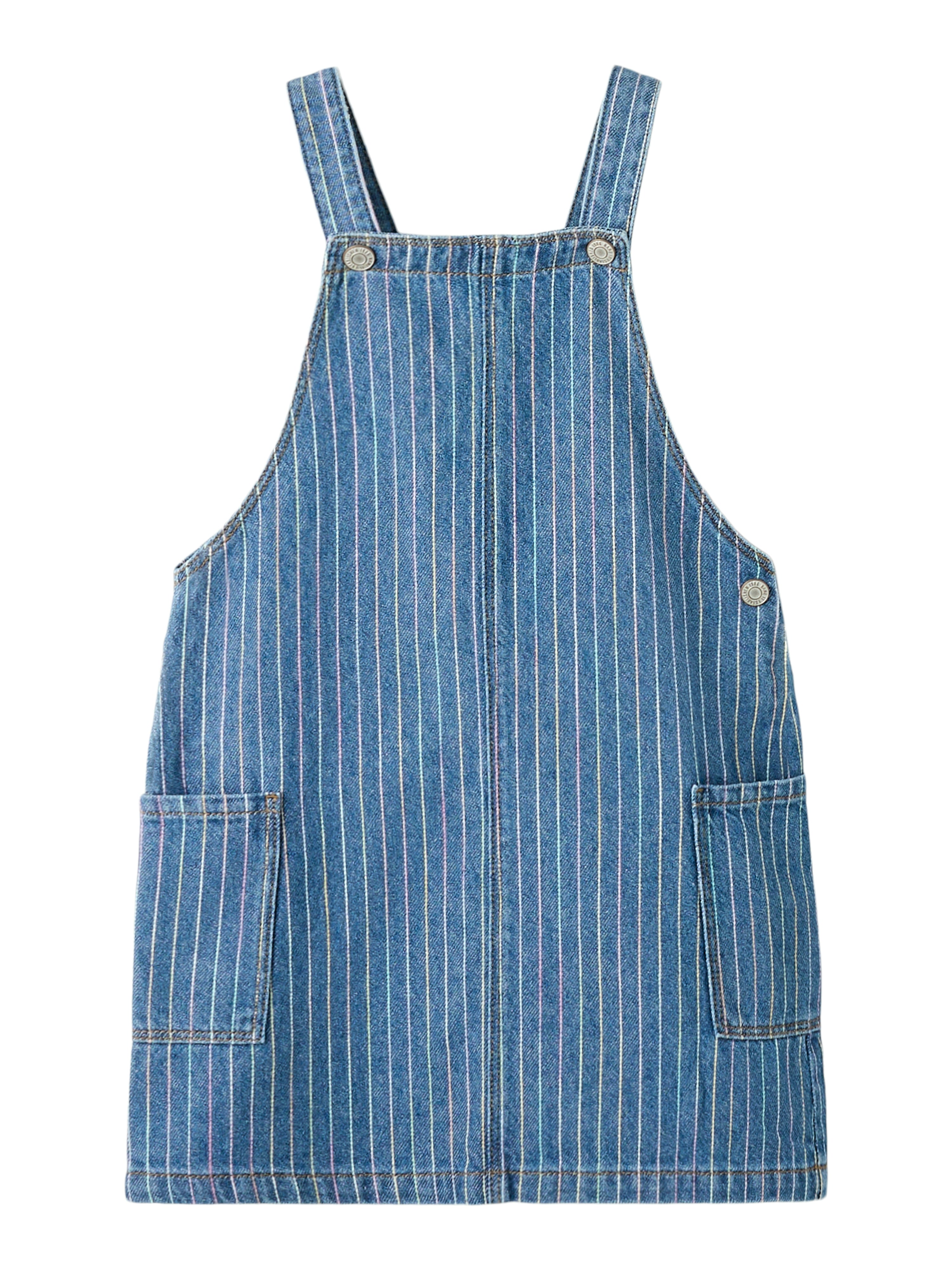 Name It Mille - Stripe Denim Bibskirt - Medium Blue Denim Stripe -   Cm
