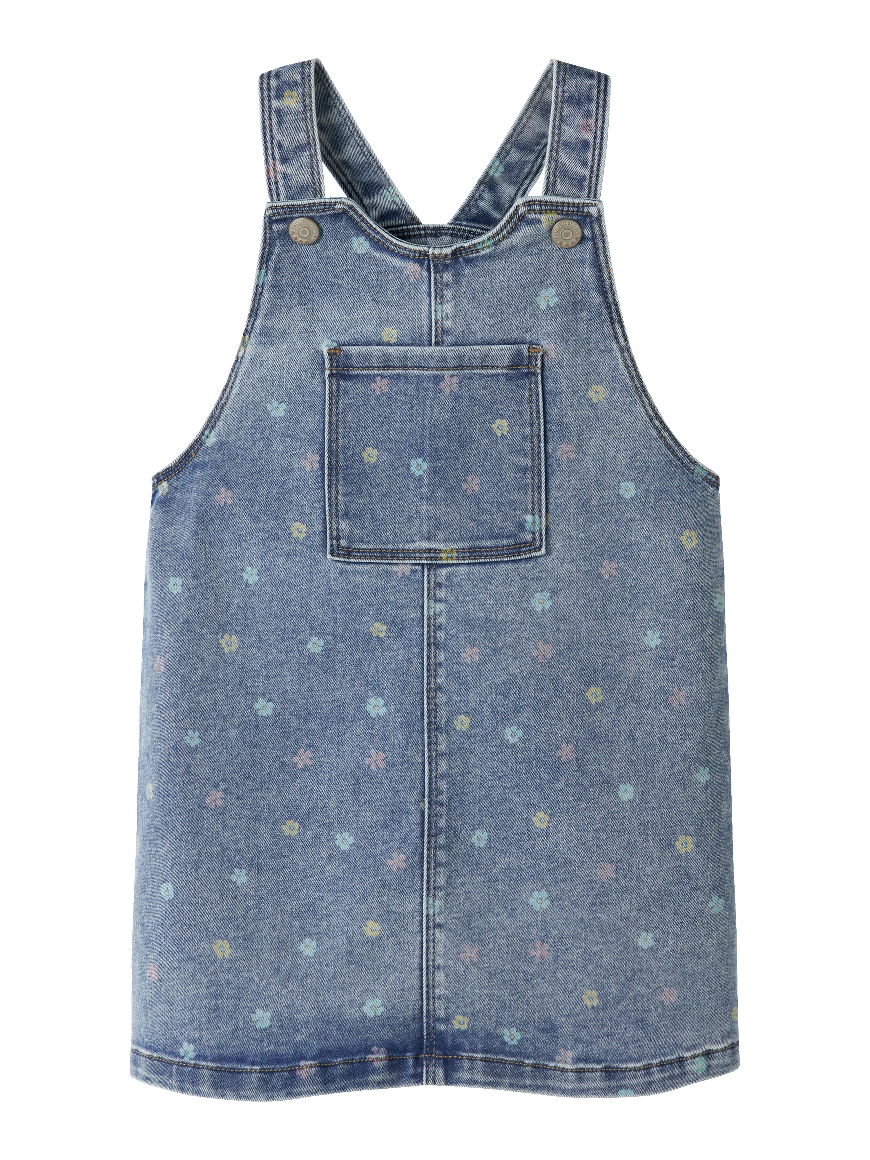 Name It Rosa Short Denim Bibskirt Noos - Medium Blue Denim Flower -   Cm