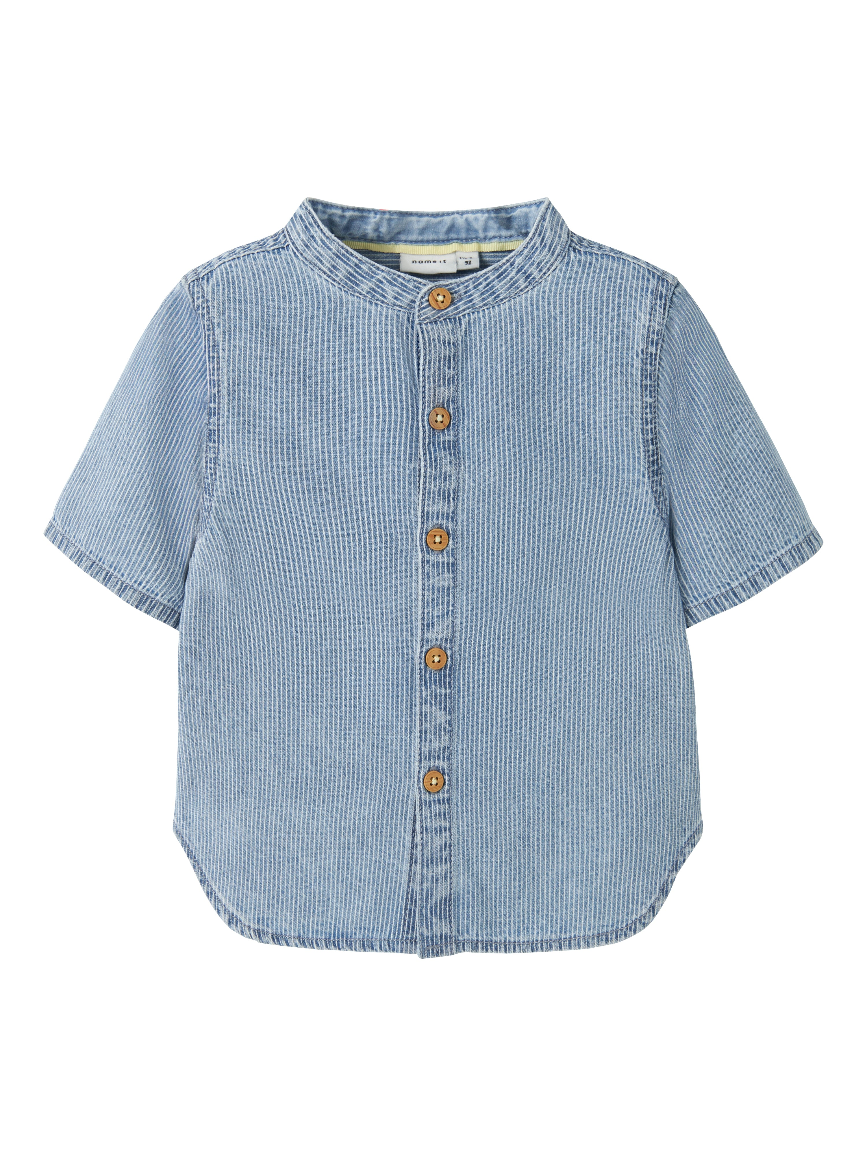 Name It Hans - Stripe Denim Ss Shirt - Light Blue Denim -   Cm