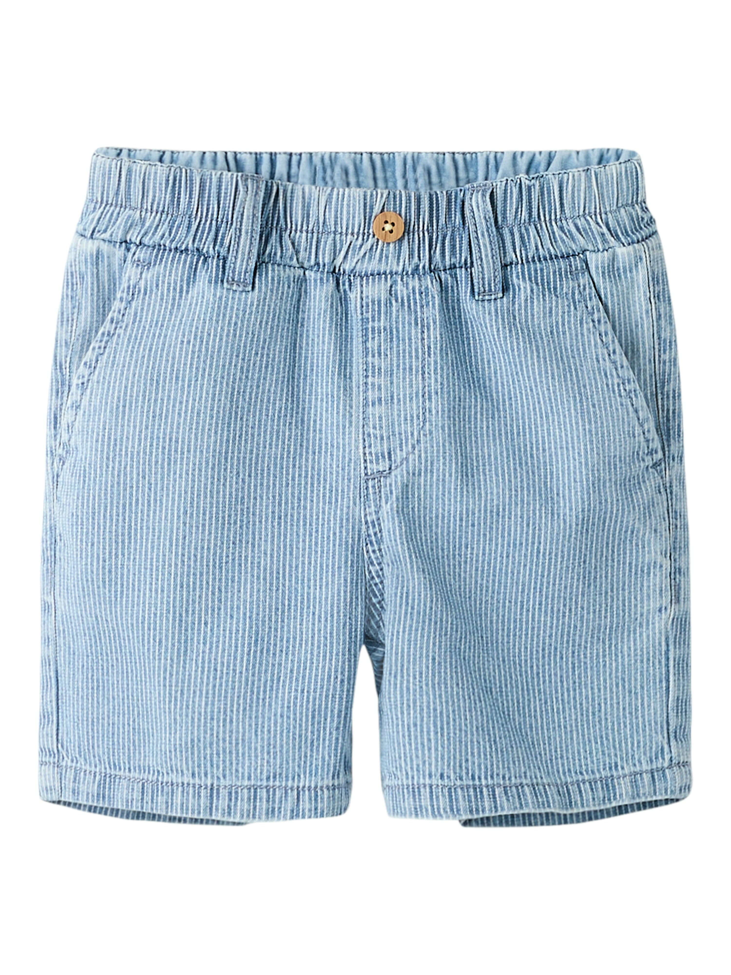 Name It Ryan - Jog Stripe Denim Shorts - Light Blue Denim -   Cm