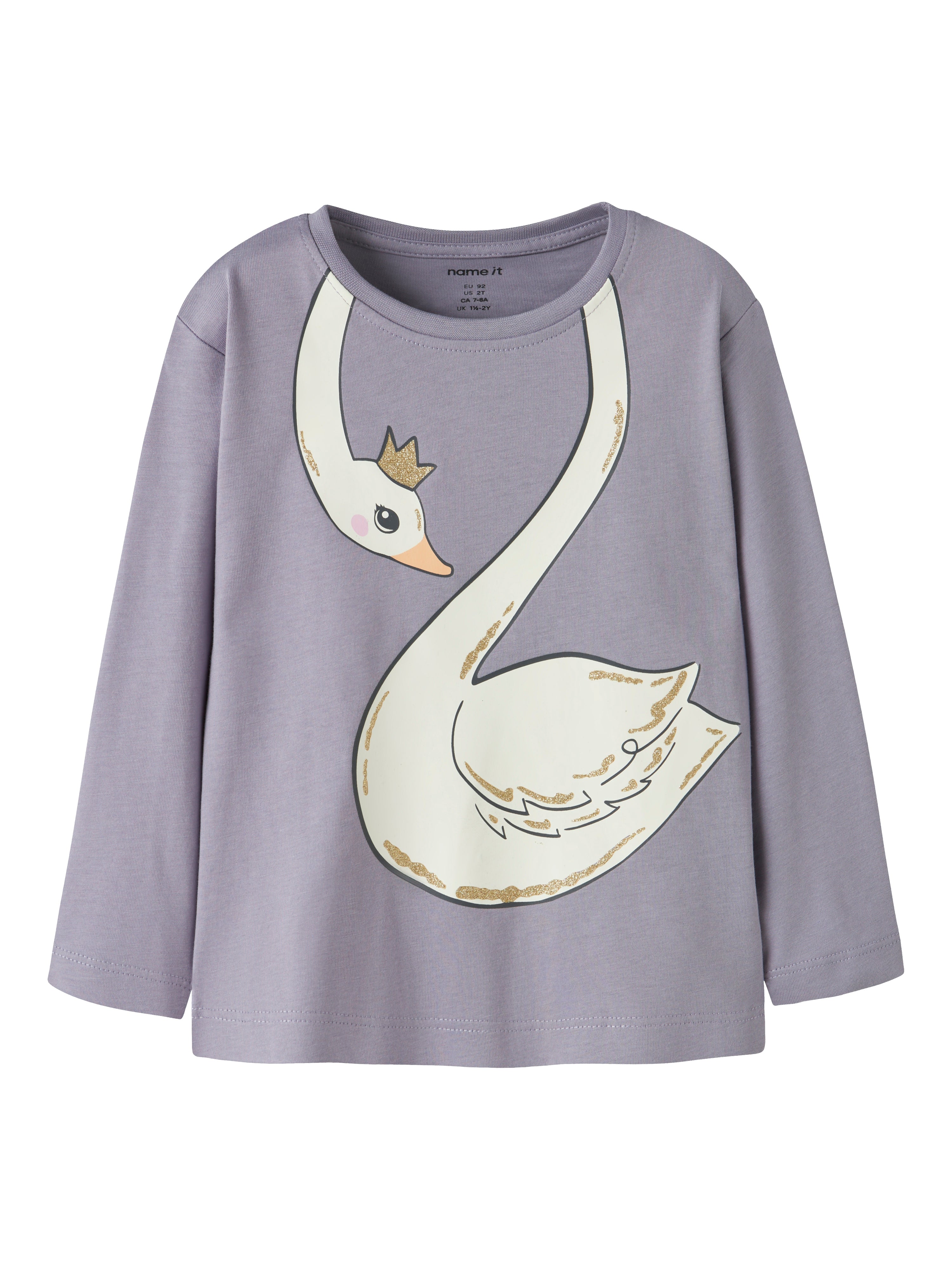 Name It Valiane Bluse – Lavendelgrå med Svaneprint