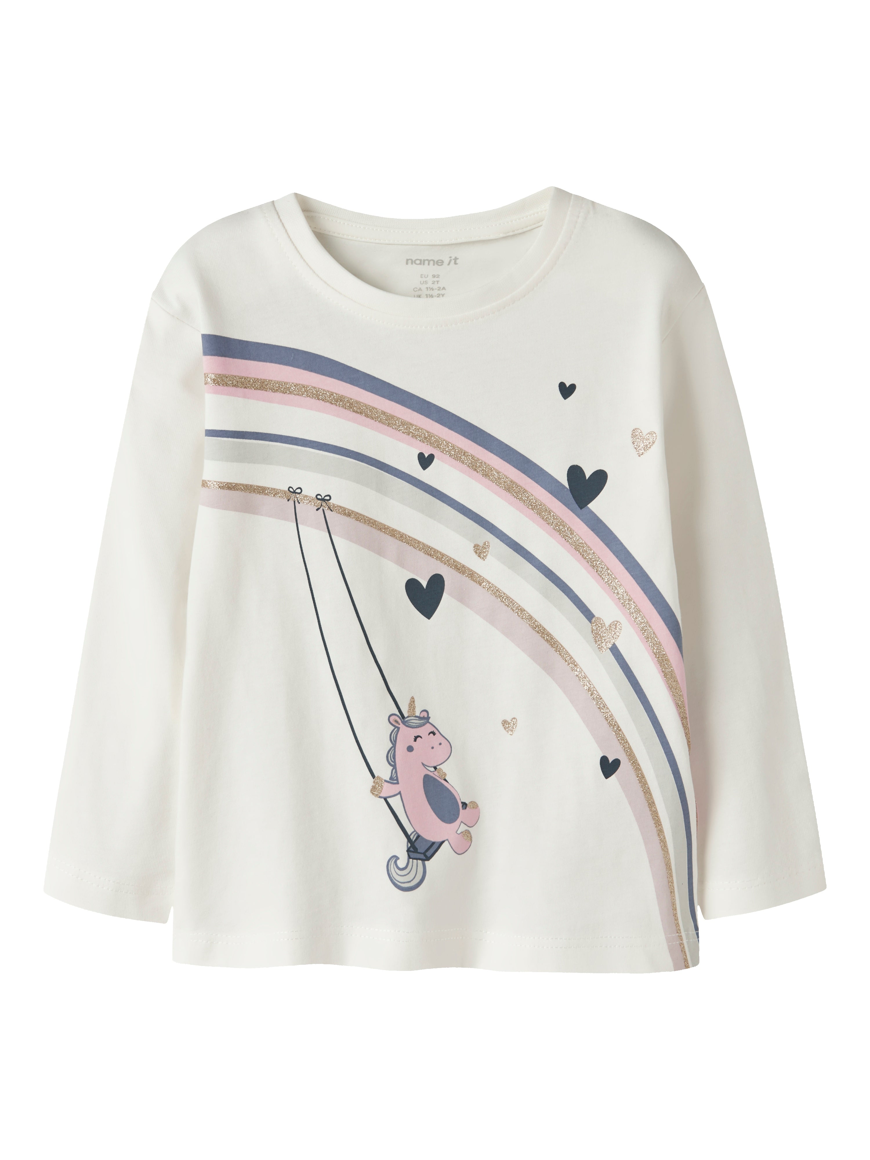 Name It Valiane Bluse - Farverig Enhjørning & Hjerter Design