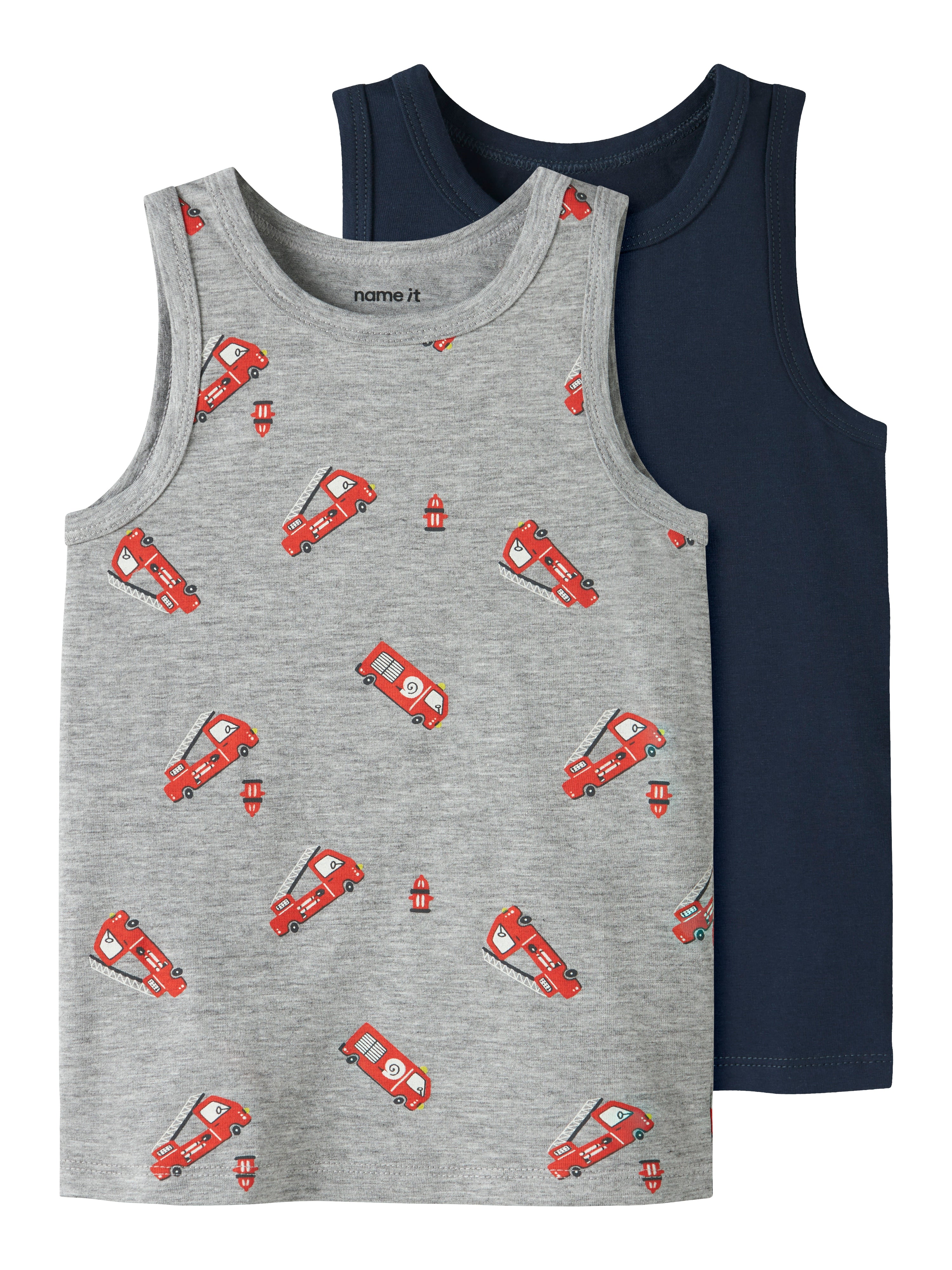 Name It Tanktop 2-pak med Brandbiler – Grå Melange
