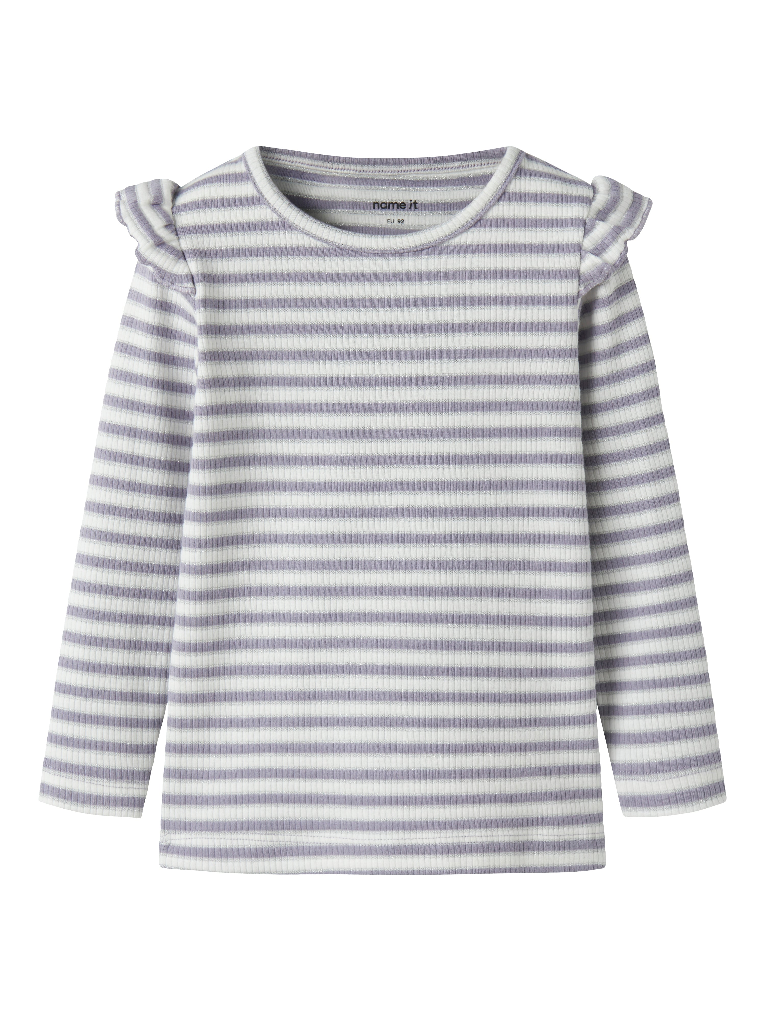 Name It Taias Bluse - Lavendelgrå med Flæser til Piger