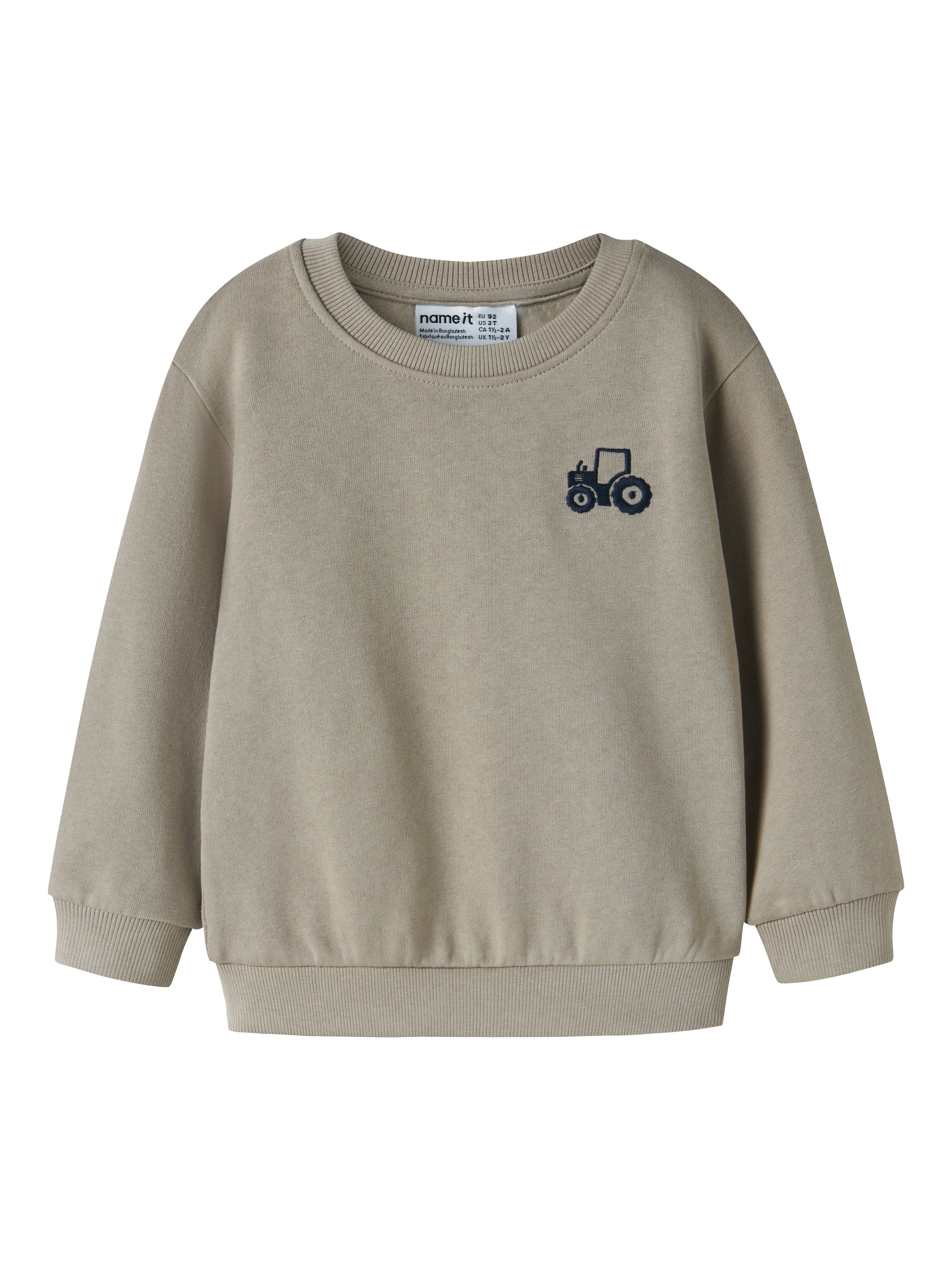Name It Vallen Sweatshirt - Vintage Khaki med Traktorprint