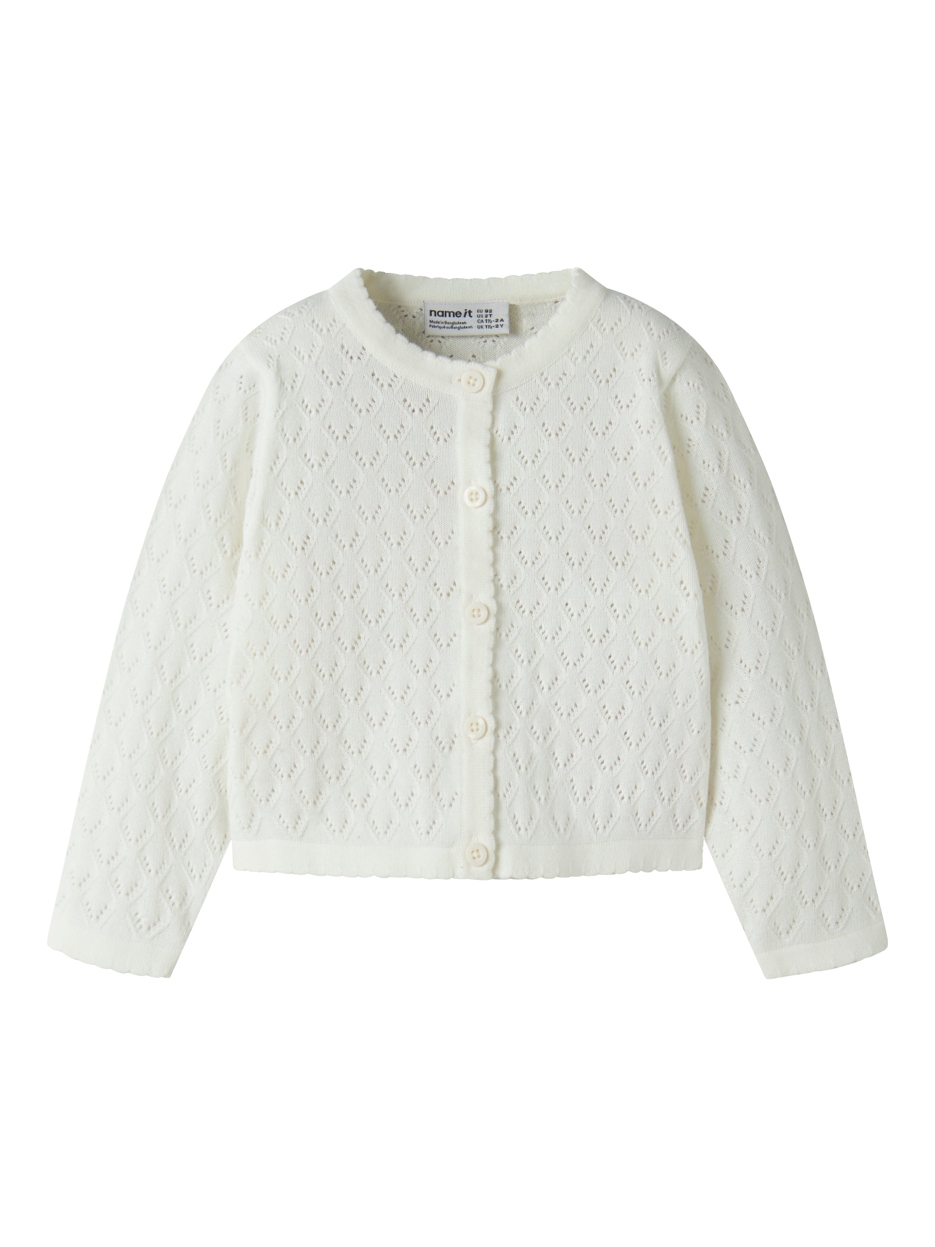Name It Desina - Ls Short Knit Cardigan - Cloud Dancer -   Cm