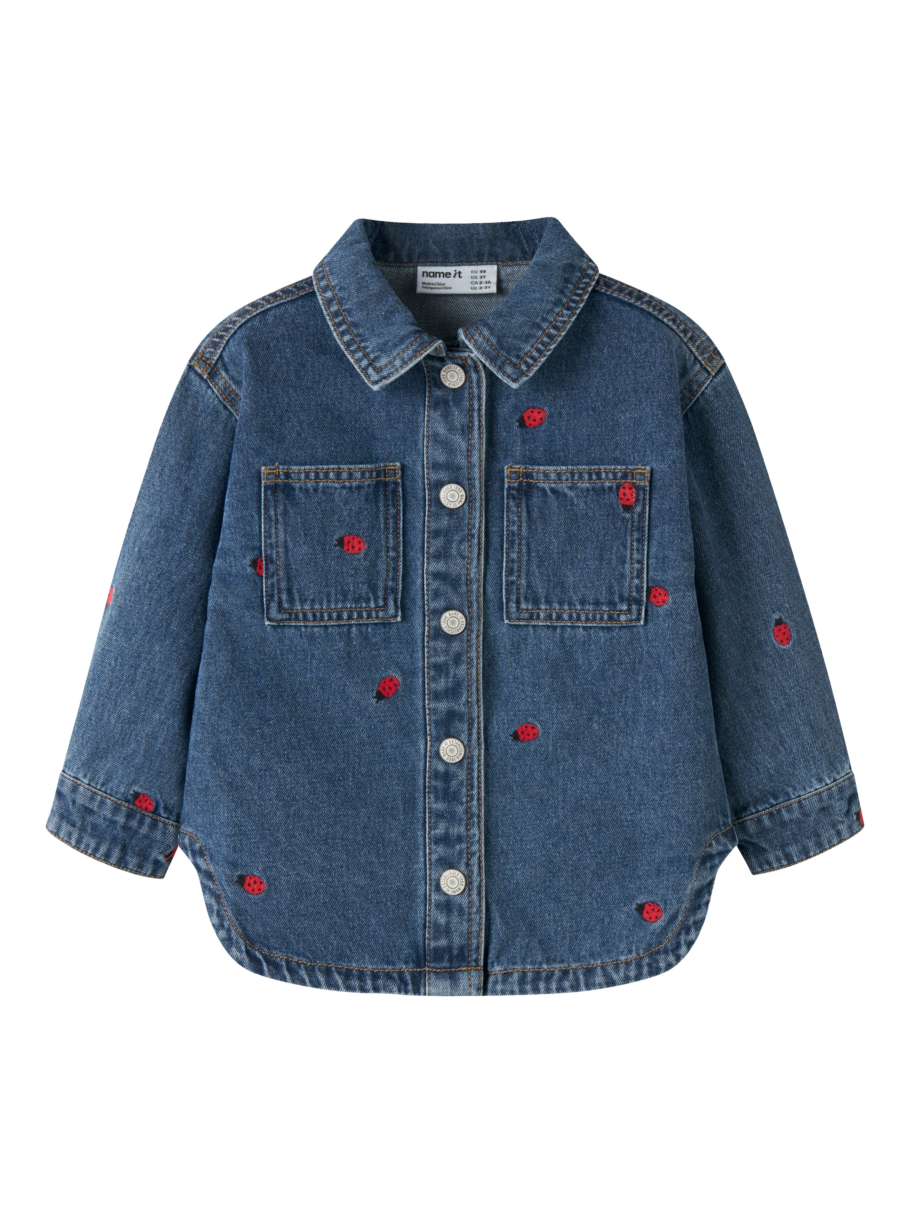 Name It Nina - Emb Denim Jacket - Medium Blue Denim Lady Bug -   Cm