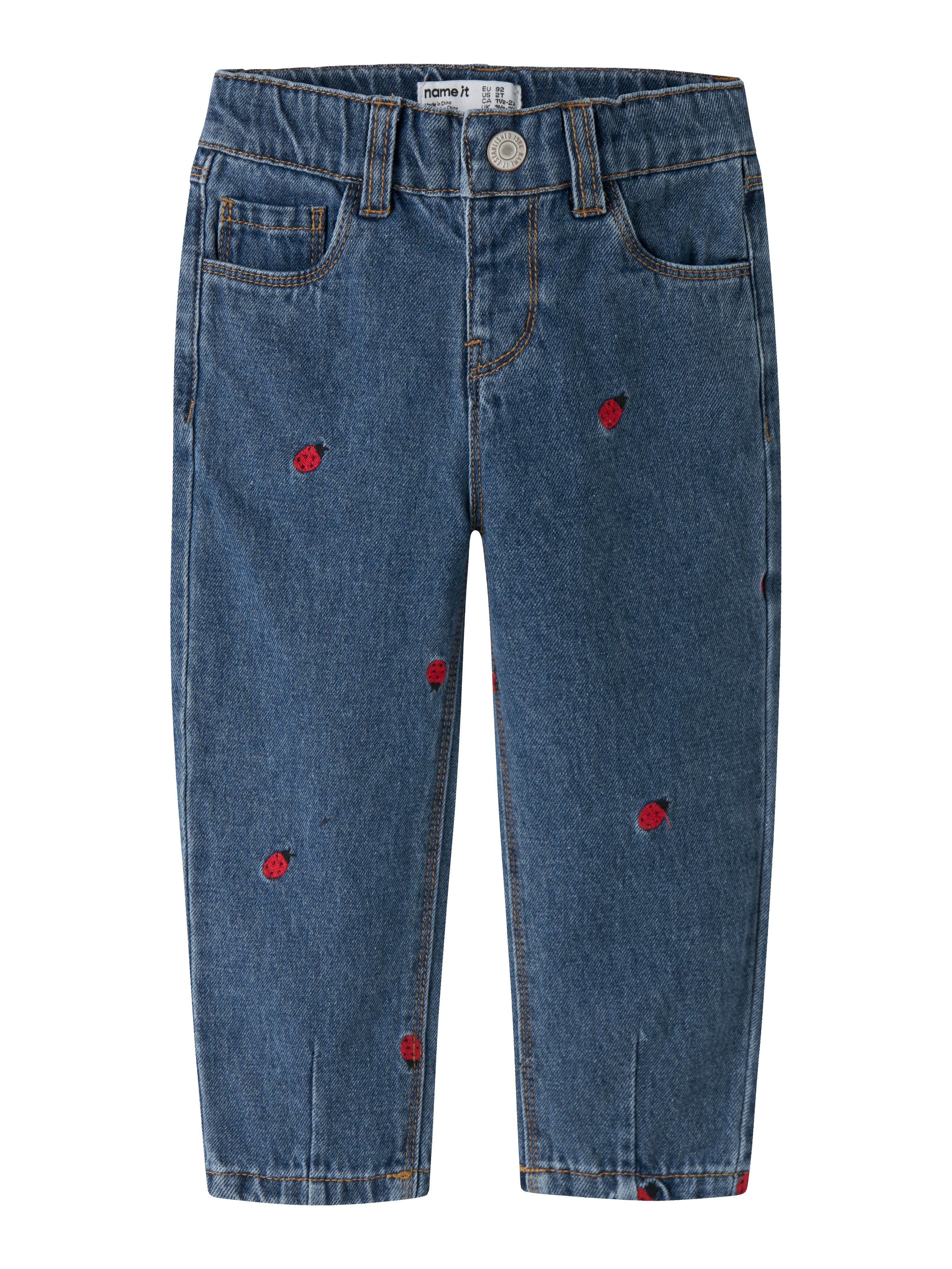 Name It Bella - Mom Emb Jeans - Medium Denim Blue Lady Bug -   Cm