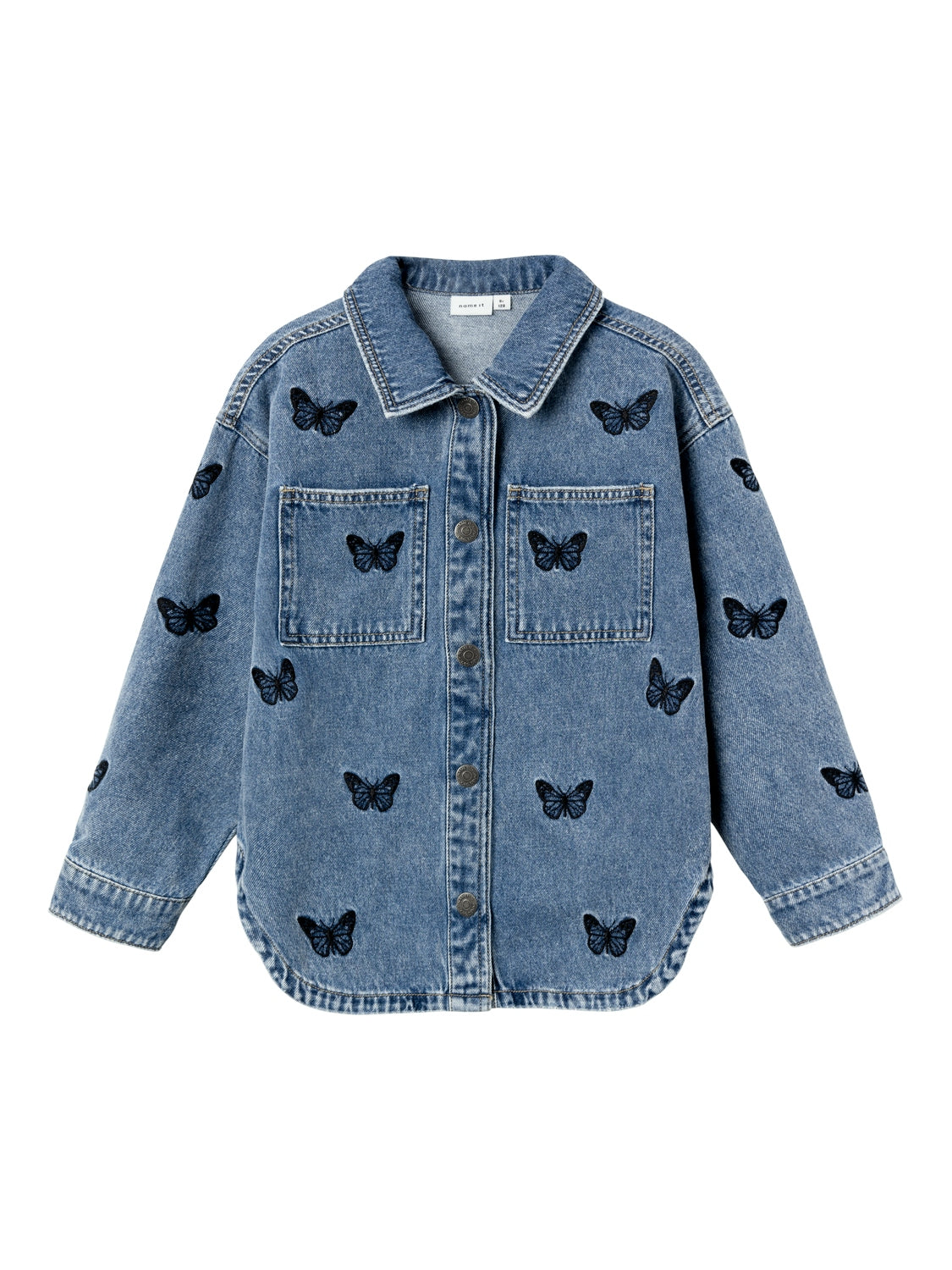 Name It Felly Denim Jakke – Blå Cowboyjakke med Sommerfugle
