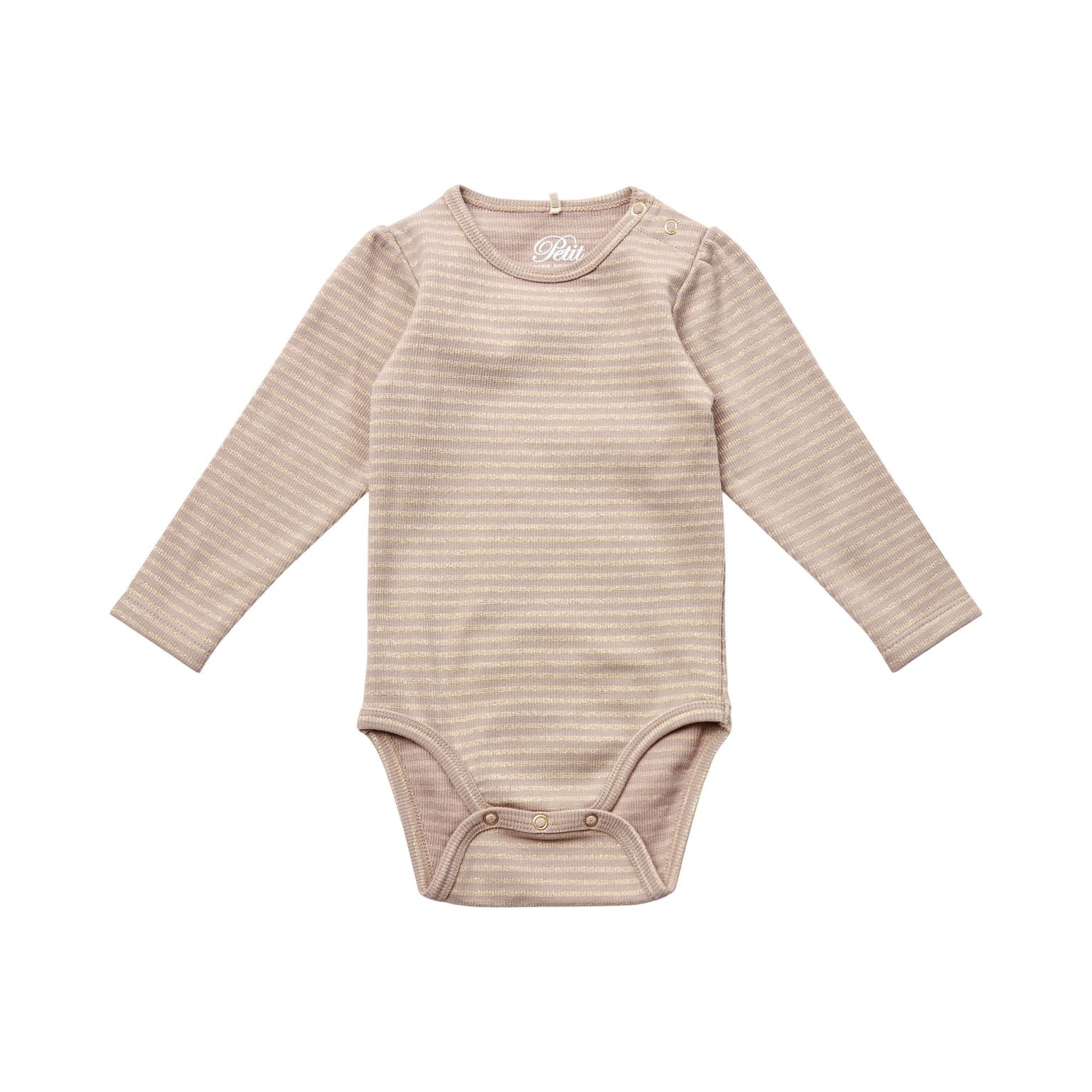 Petit By Sofie Schnoor Body - Camel med Guldstriber til Børn