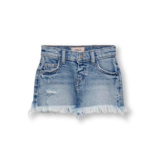 Only Mini Robyn Vintage Denim Shorts - Lys Blå til Sommer