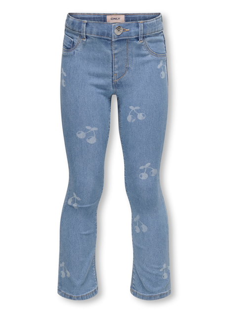 Only Mini Mila-Iris Flared Kirsebær Jeans – Lys Blå Denim