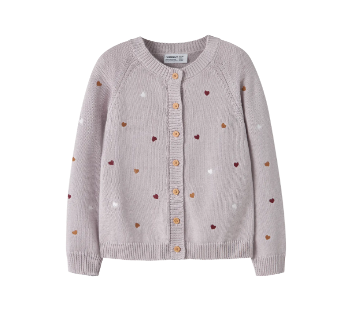 Name It Teart Strik Cardigan - Lilla Marmor - Økologisk