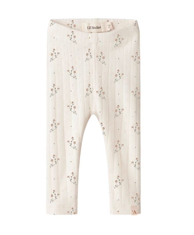 Lil Atelier Rachello Ria Slim Leggings - Coconut Milk Flower -   Cm