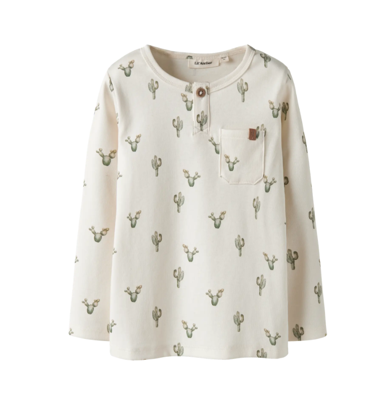 Lil Atelier Layo Sio Ls Slim Top - Coconut Milk Cactus -   Cm