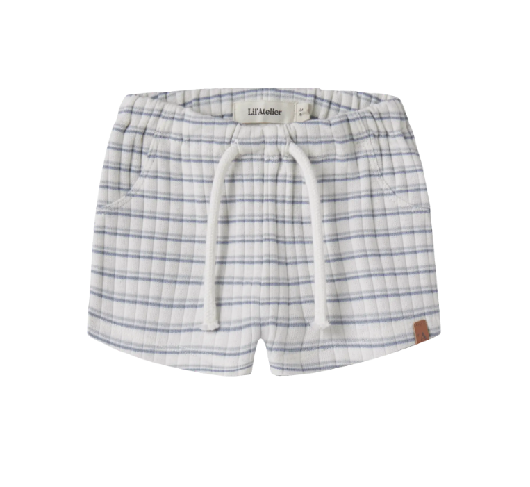 Lil Atelier Haldur Loose Shorts - Coconut Milk Dusty Blue -   Cm