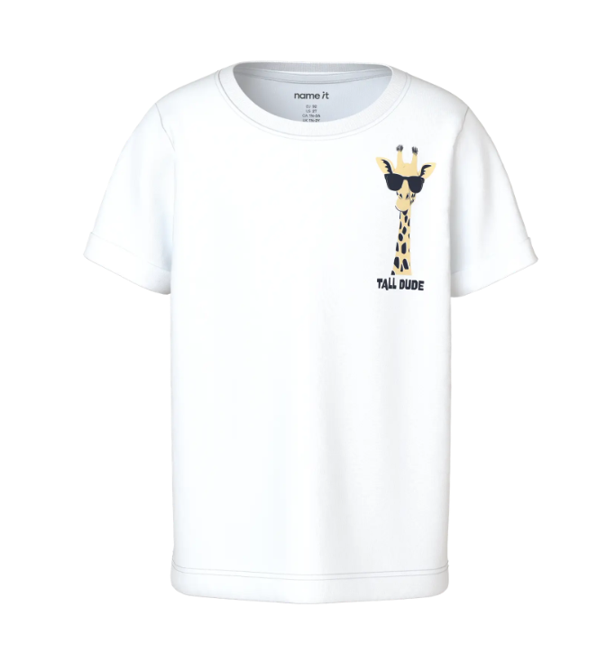 Name It Vux - Ss Reg Top - Bright White Giraffe -   Cm