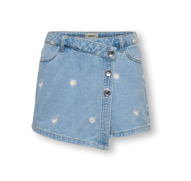 Only Mini Lesly - Daisy Denim Skort - Light Blue Denim -   Cm