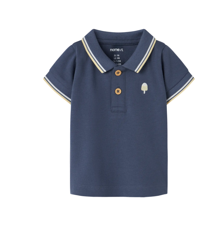 Name It Jarl - Ss Polo Top - Vintage Indigo -   Cm