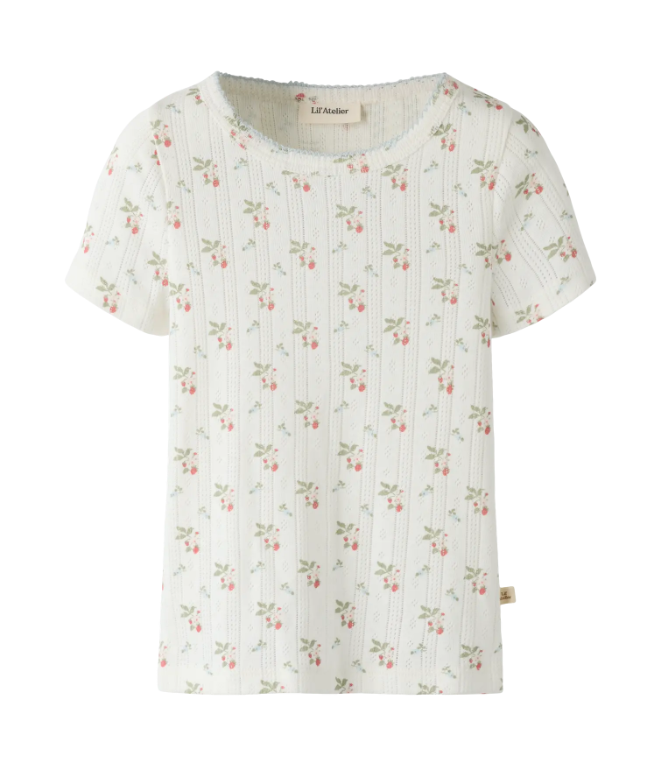 Lil Atelier Rachello - Dap Ss Slim Top - Coconut Milk Strawberry -   Cm