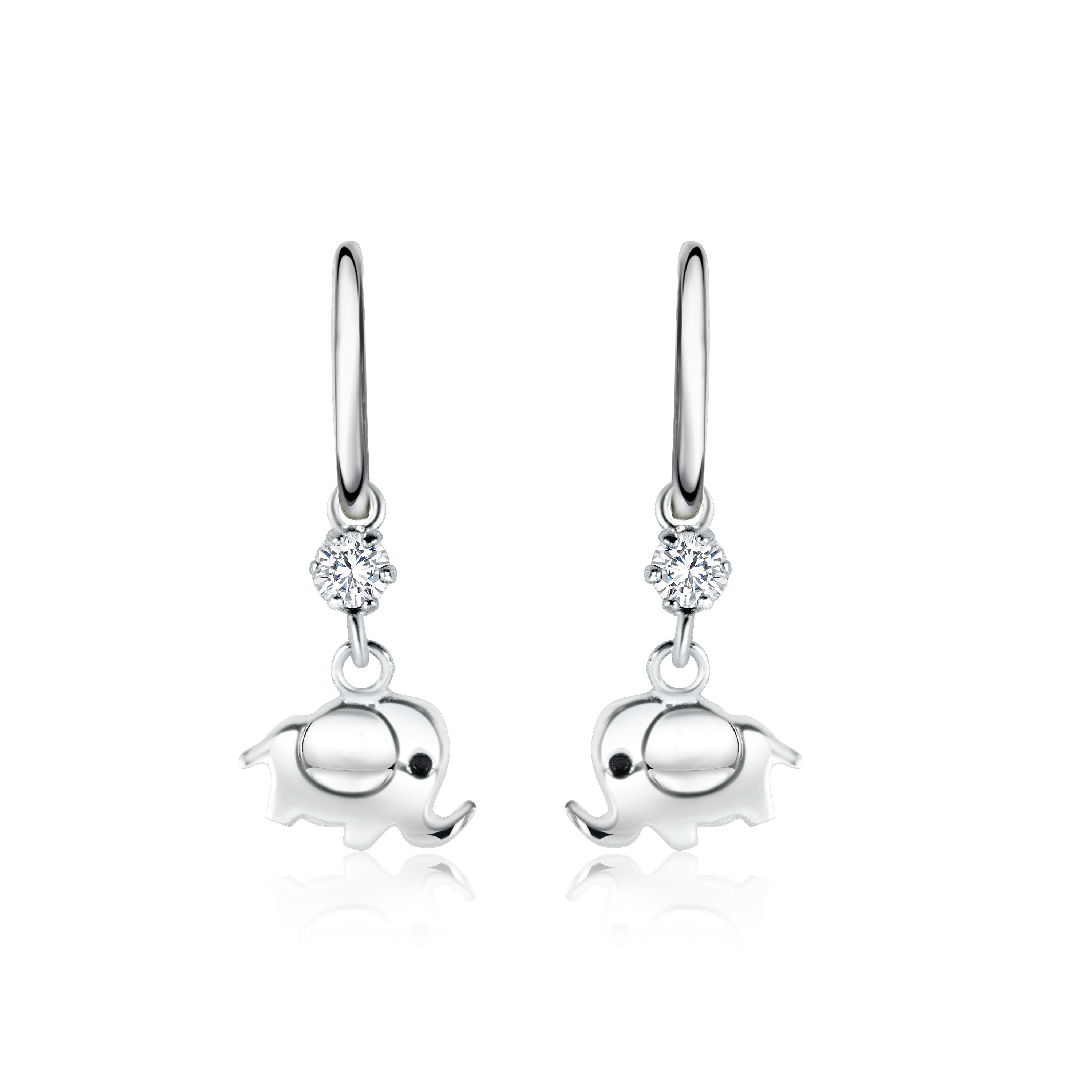 Elefant Hoops Øreringe med Zirkonia – Nikkelfri Elegance