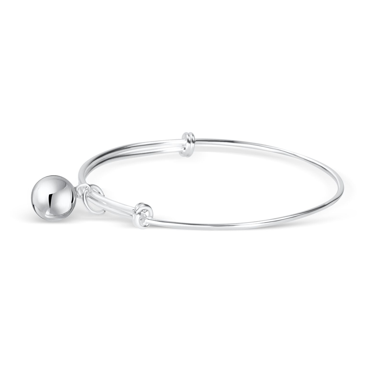 Elegant Sølv Babyarmring med Rasselkugle – Børnesmykke