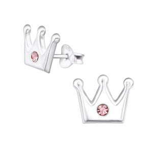 Prinsessekrone Ørestikker med Lyserød Sten – Fantastisk Tilbud!